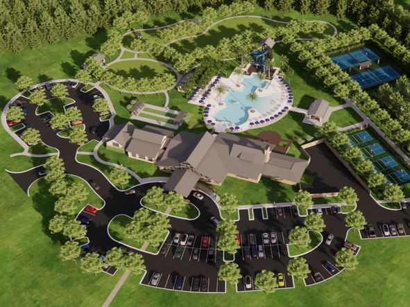 Aerial rendering of the Harvest Club at Oakfield Trails.