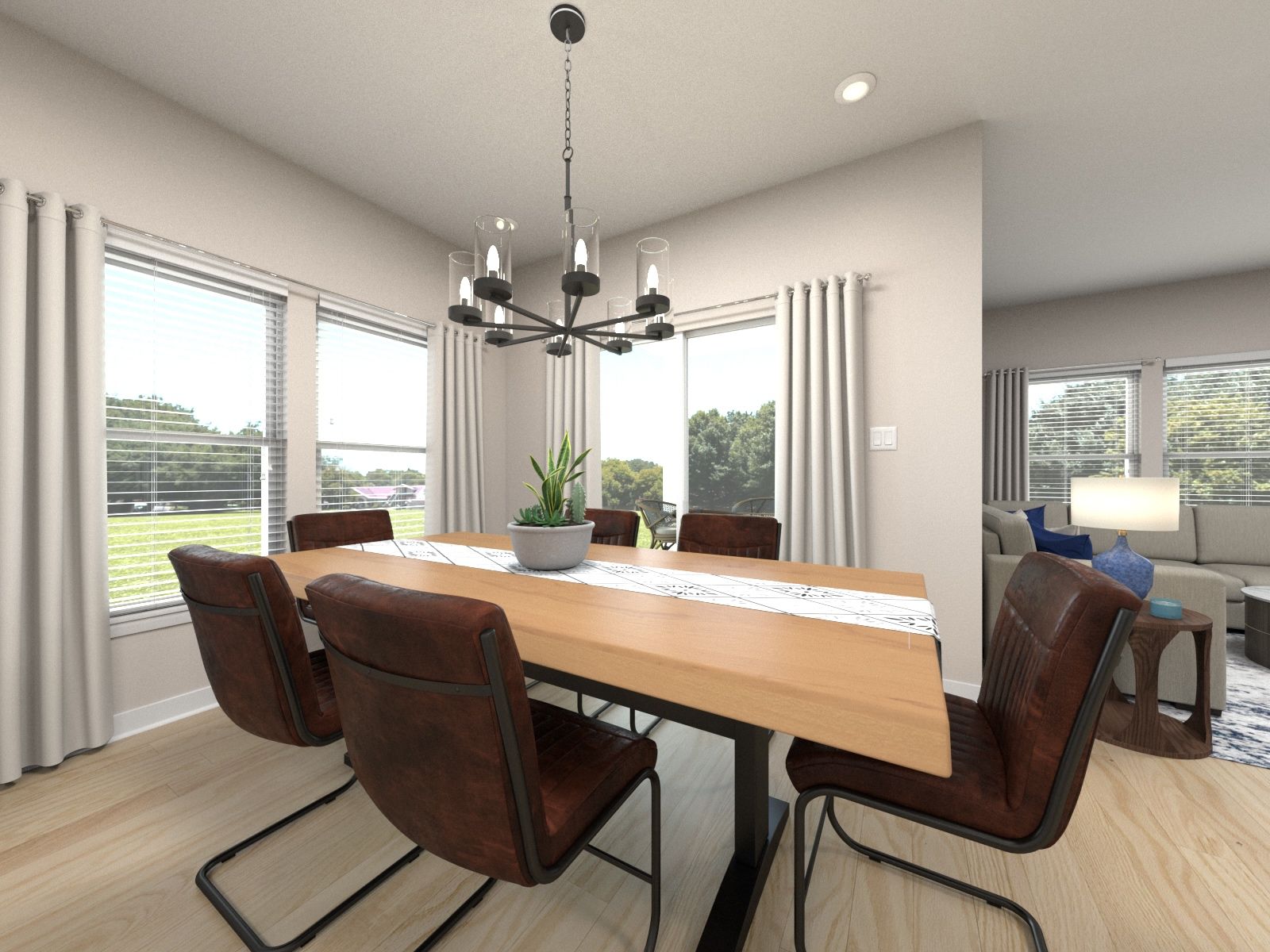 The open-concept floorplan allows for an easy flow between the kitchen and dining areas.