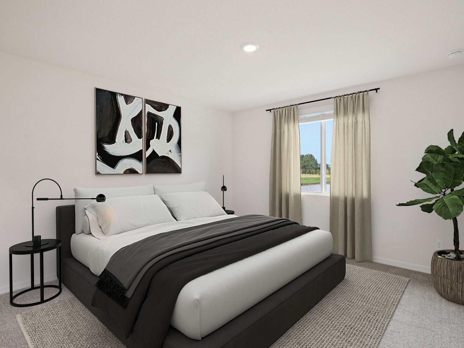The Primary Bedroom of the Acadia Virtually Staged.