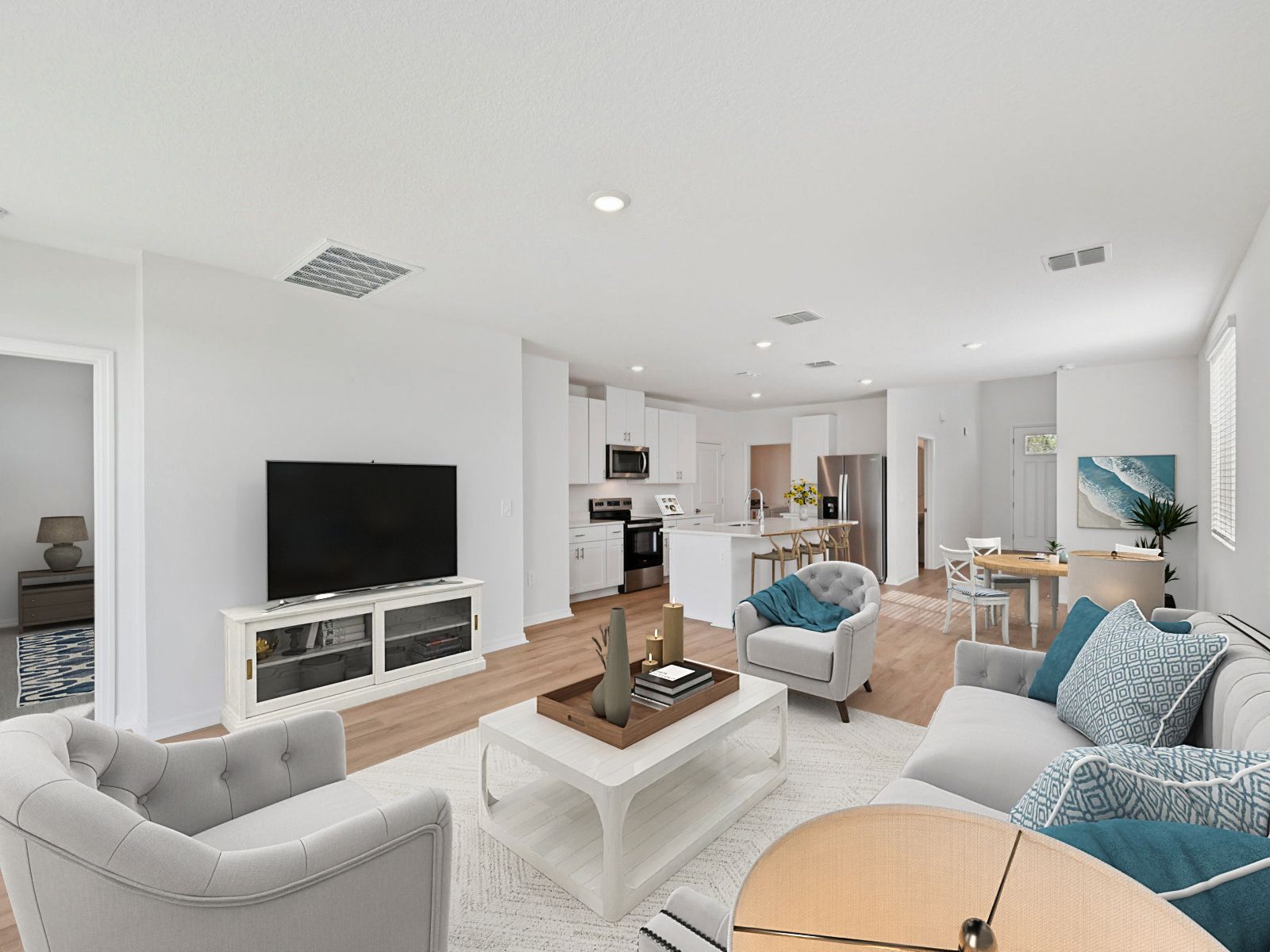 The Living Room of the Yellowstone Virtually Staged.