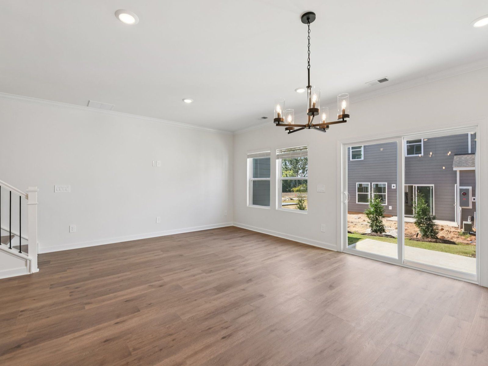 The great room offers an abundance of natural light.