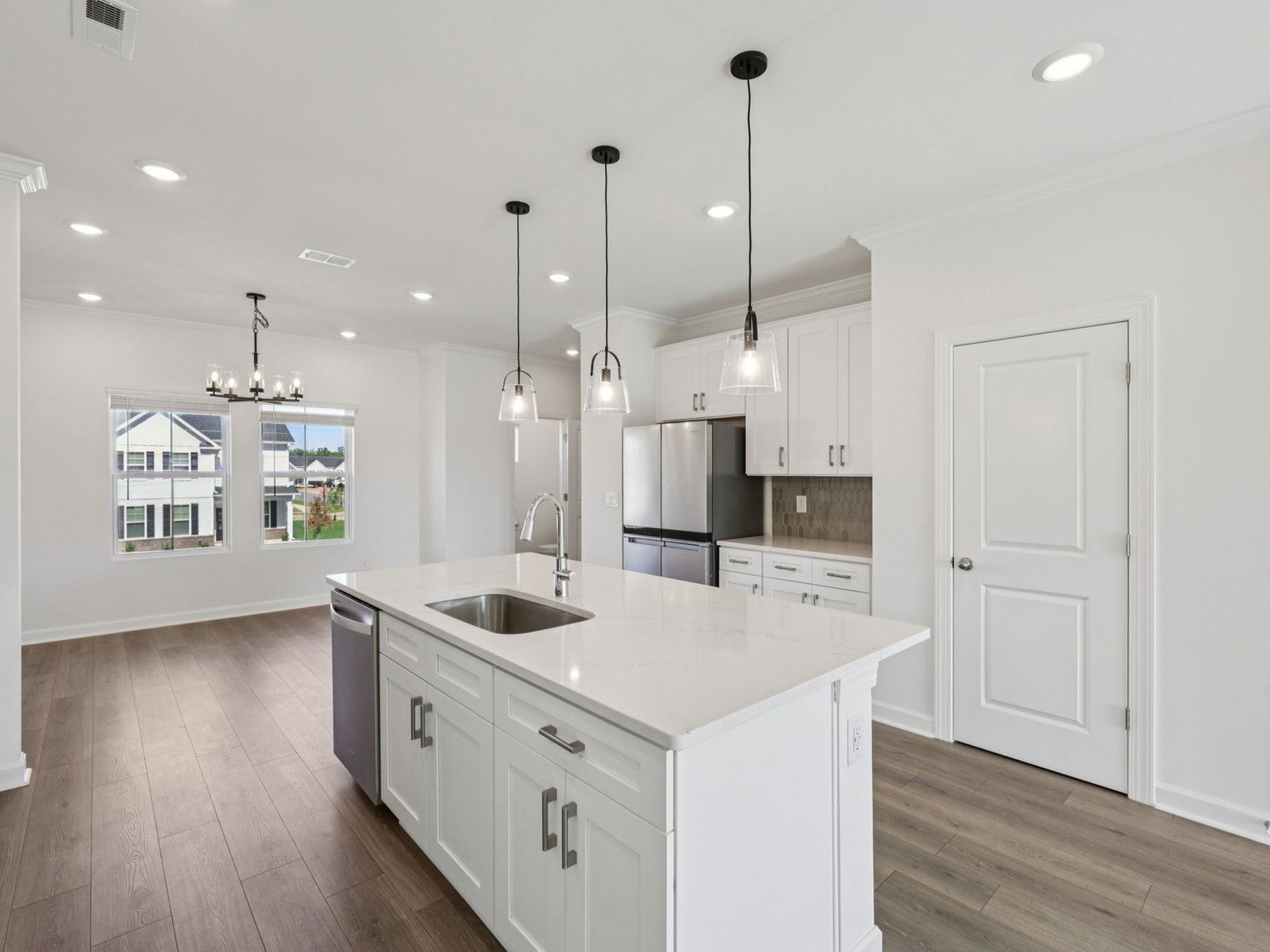 The oversized kitchen island makes meal prepping a breeze.