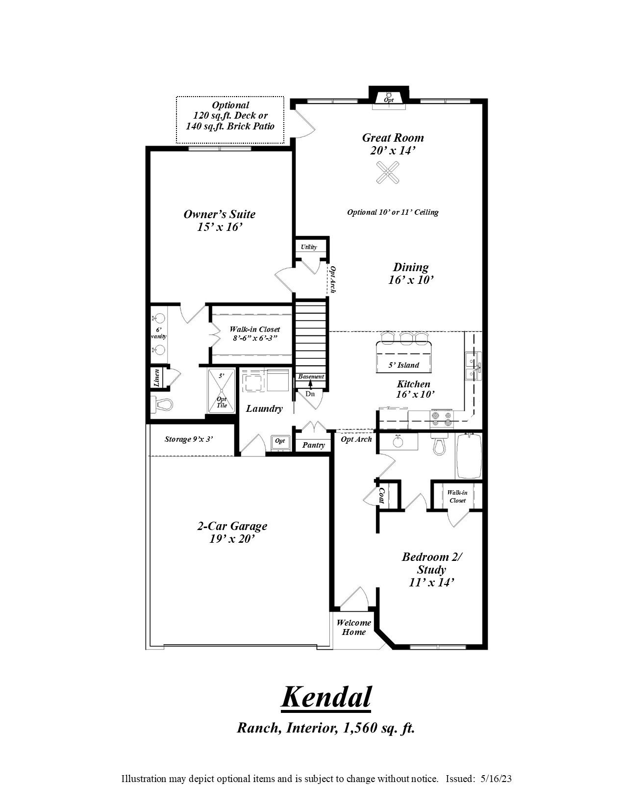 Kendal ranch interior brochure plan - Opts may be depicted