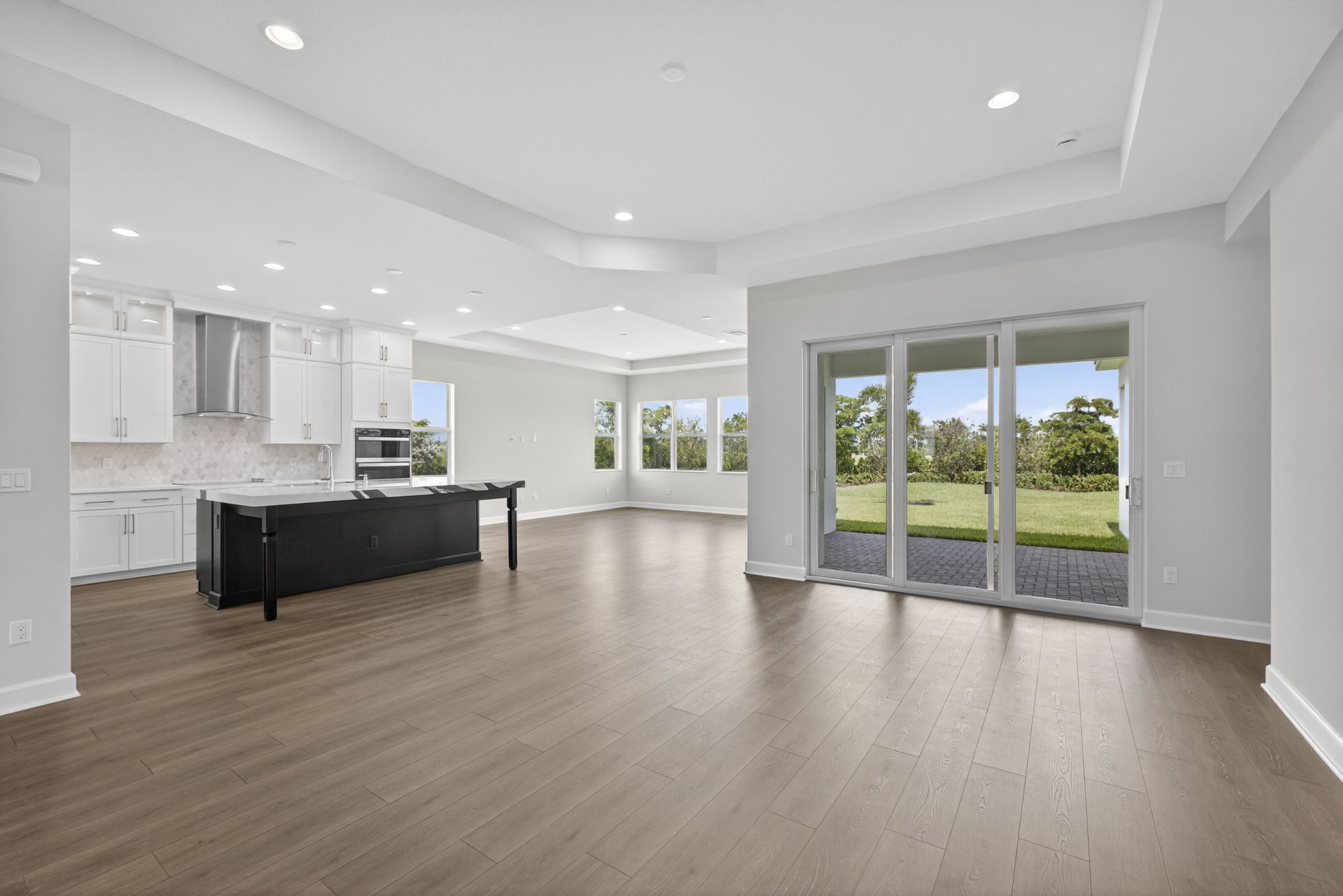 open plan kitchen, living area