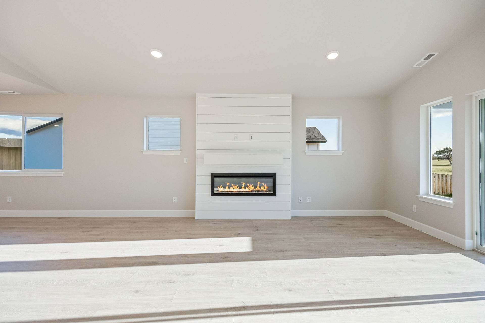 Charity Electric Fireplace with Shiplap surround