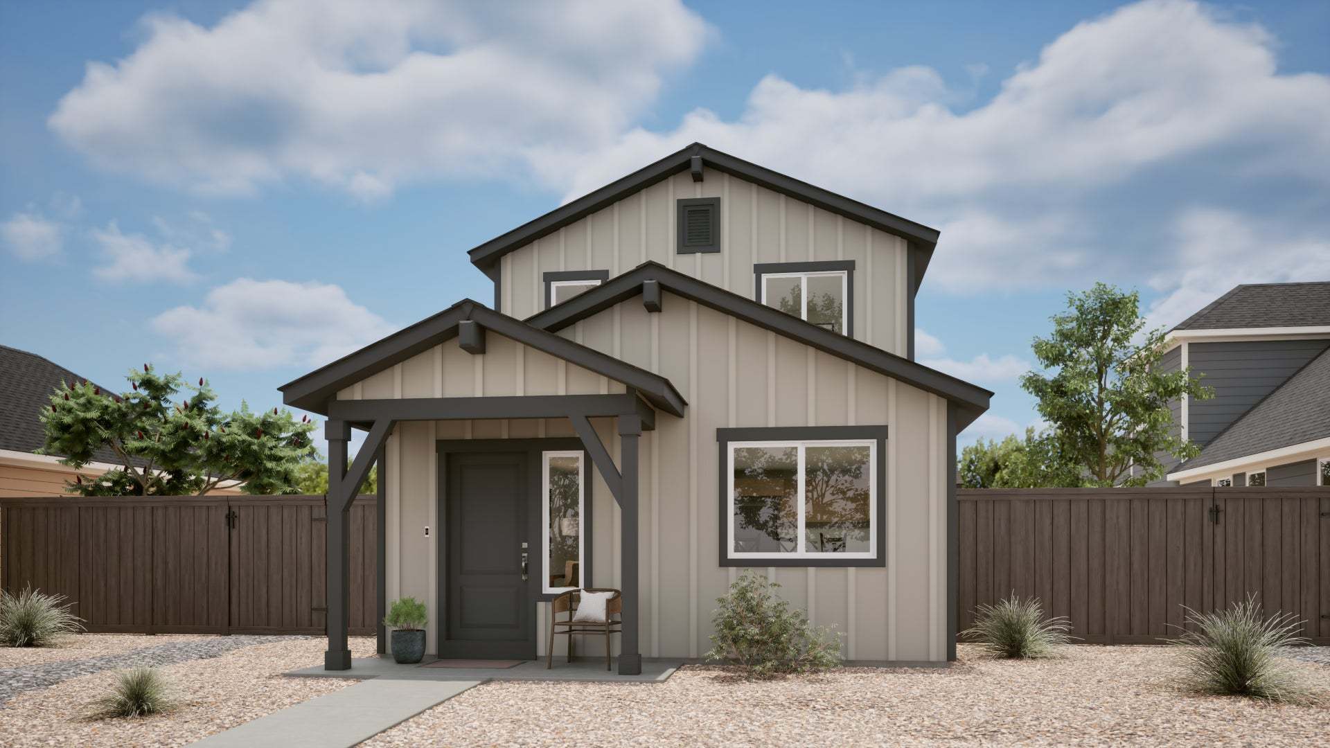 Farmhouse Elevation - Rustic Woods