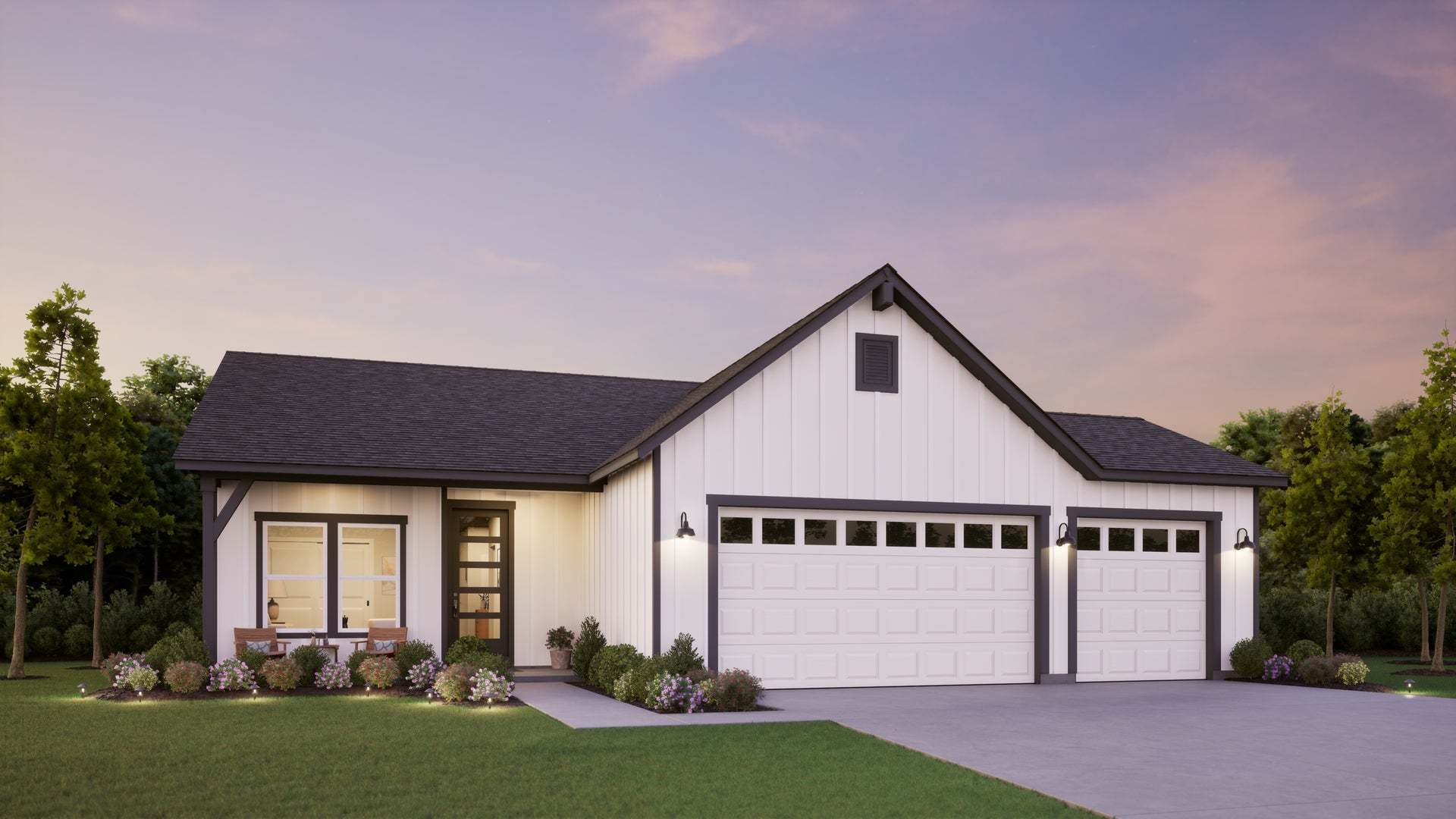 Farmhouse Elevation - Alpine Trail, 3 car