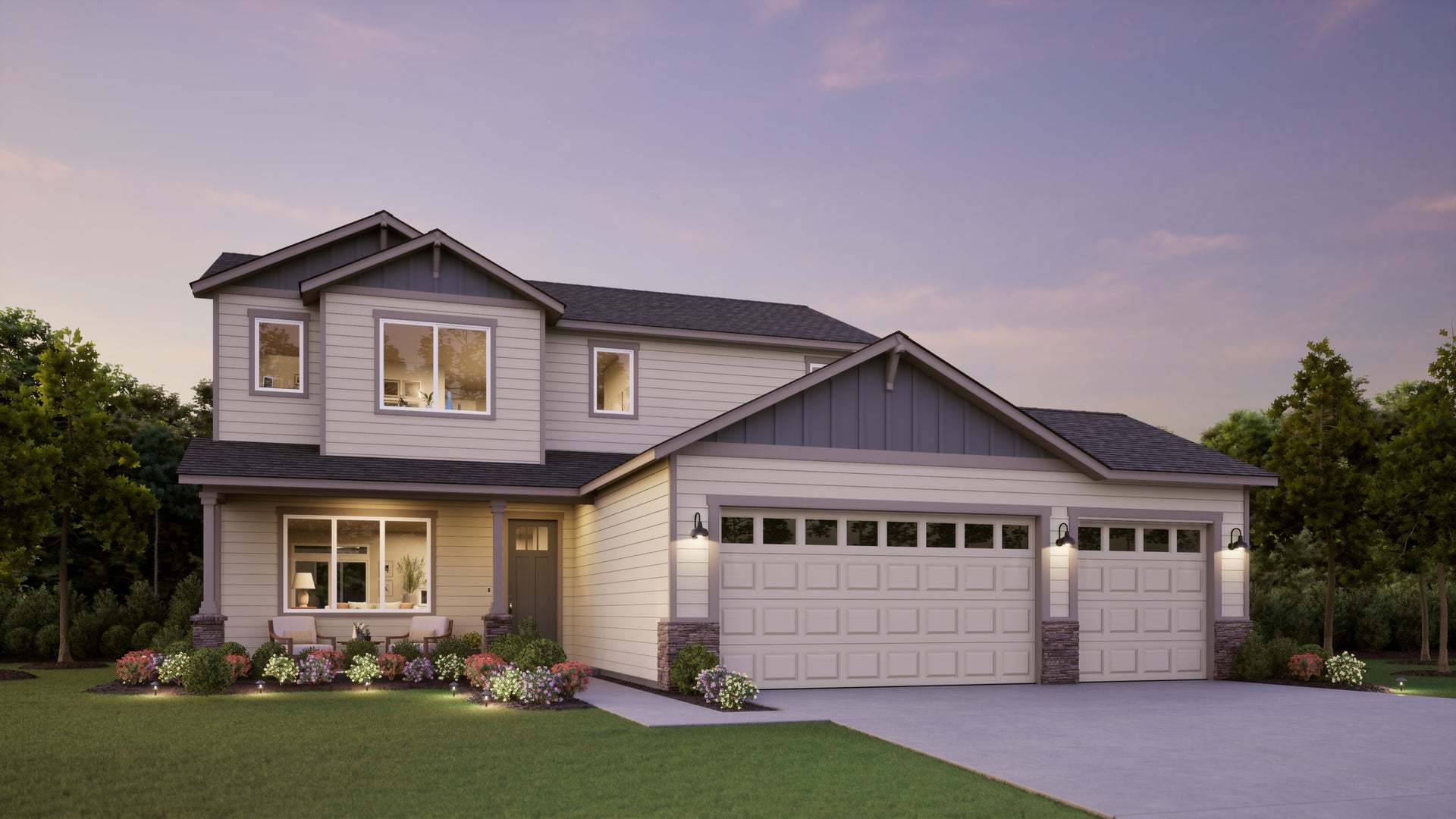 Traditional Elevation - Timberline Meadows, 3 car
