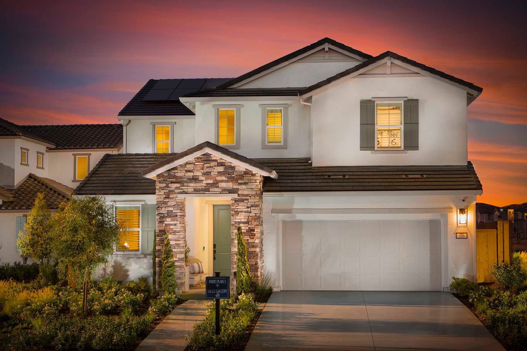 Plan 3 - The Parks at Valley Oak Front Exterior of Model