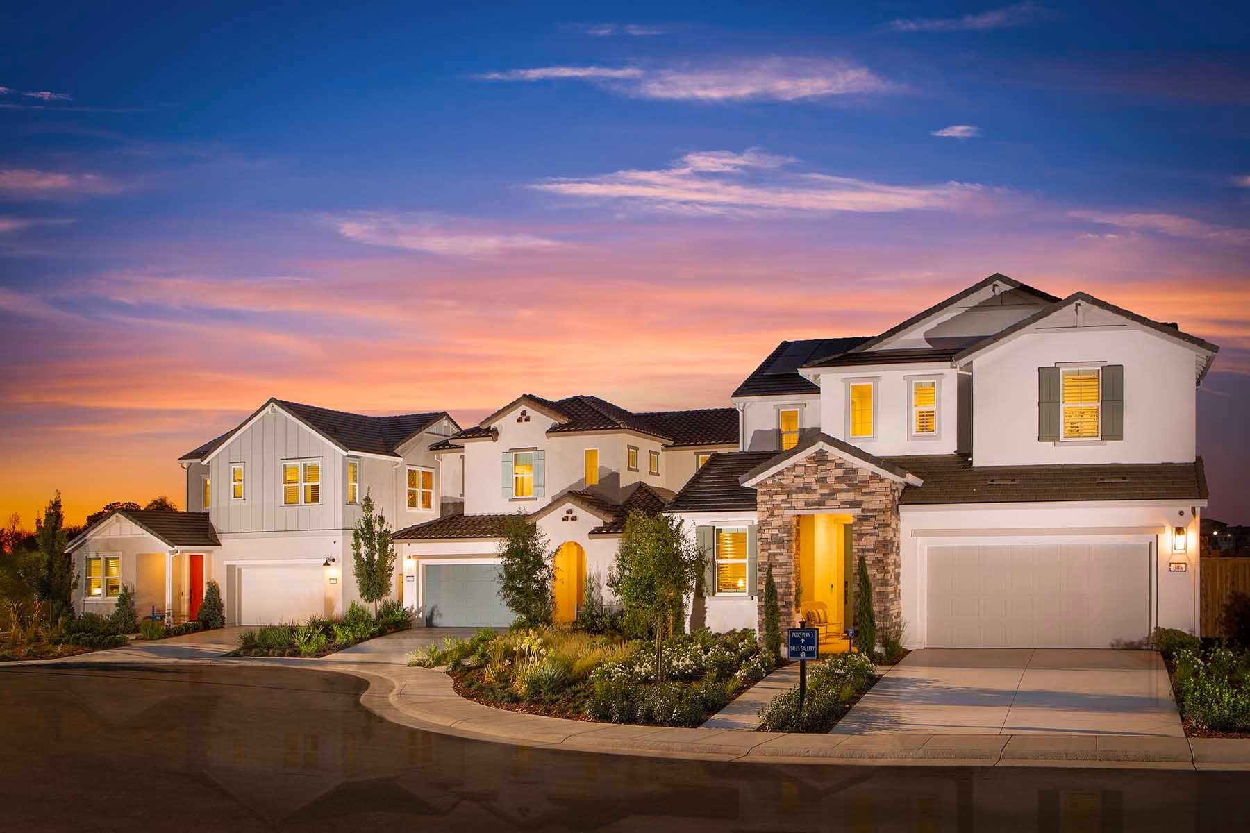 Plan 3 at The Parks at Valley Oak - Model Photography of Street Scene