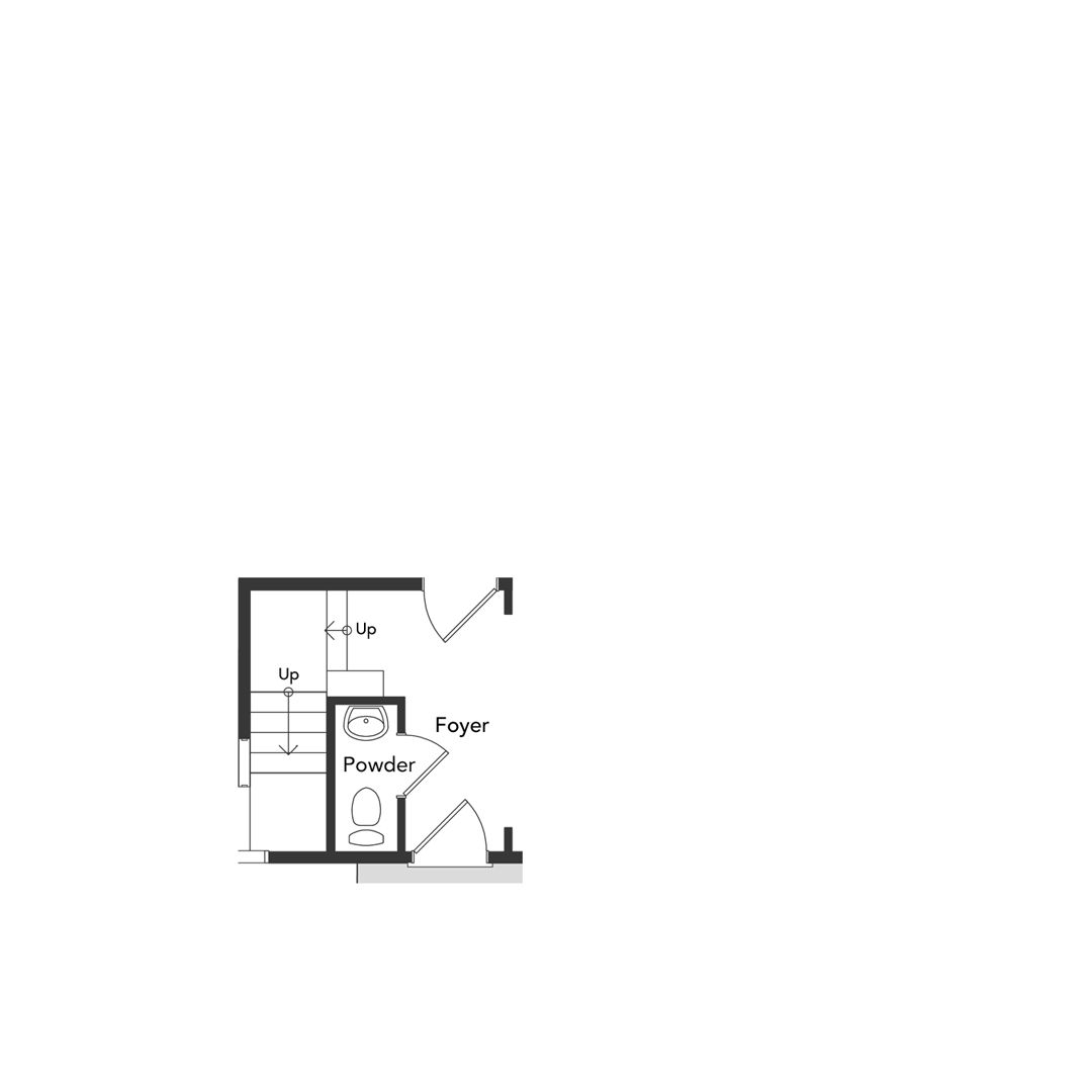 A View of a first floor option for a powder bath.