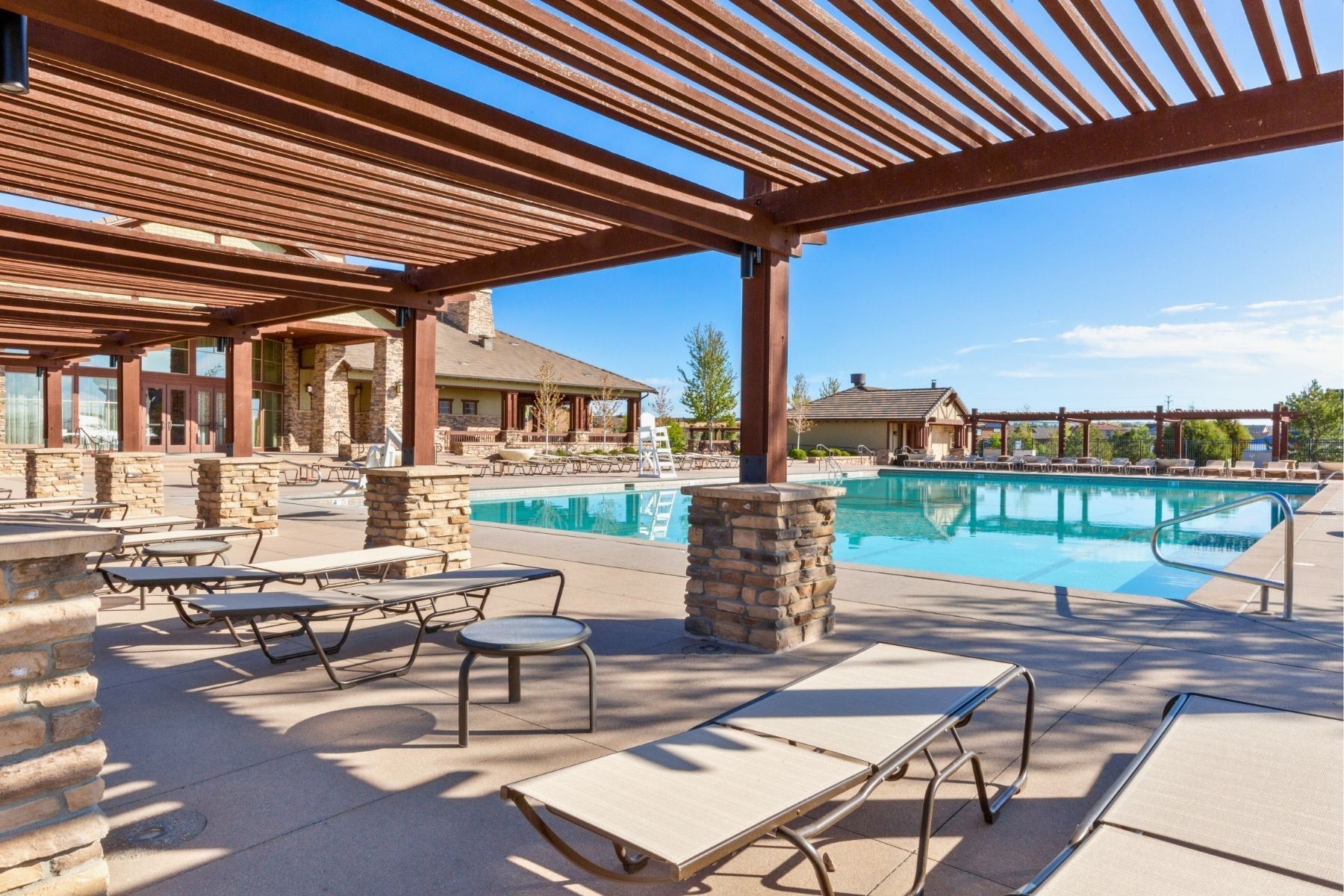 Seating areas around the pool.