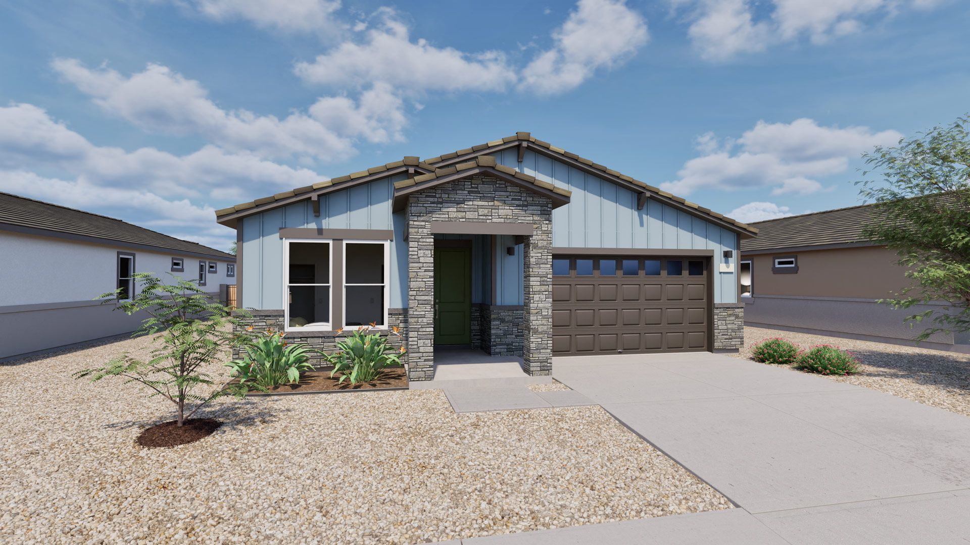 This is a rendering of the Dawn Floorplan Elevation B. Options and colors may vary.