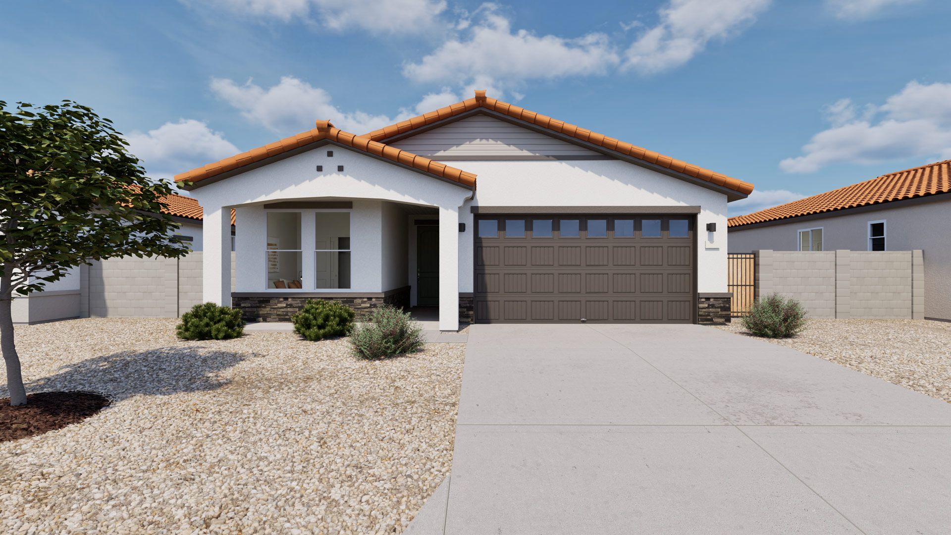 This is a rendering of the Yarrow Floorplan Elevation C. Options and colors may vary