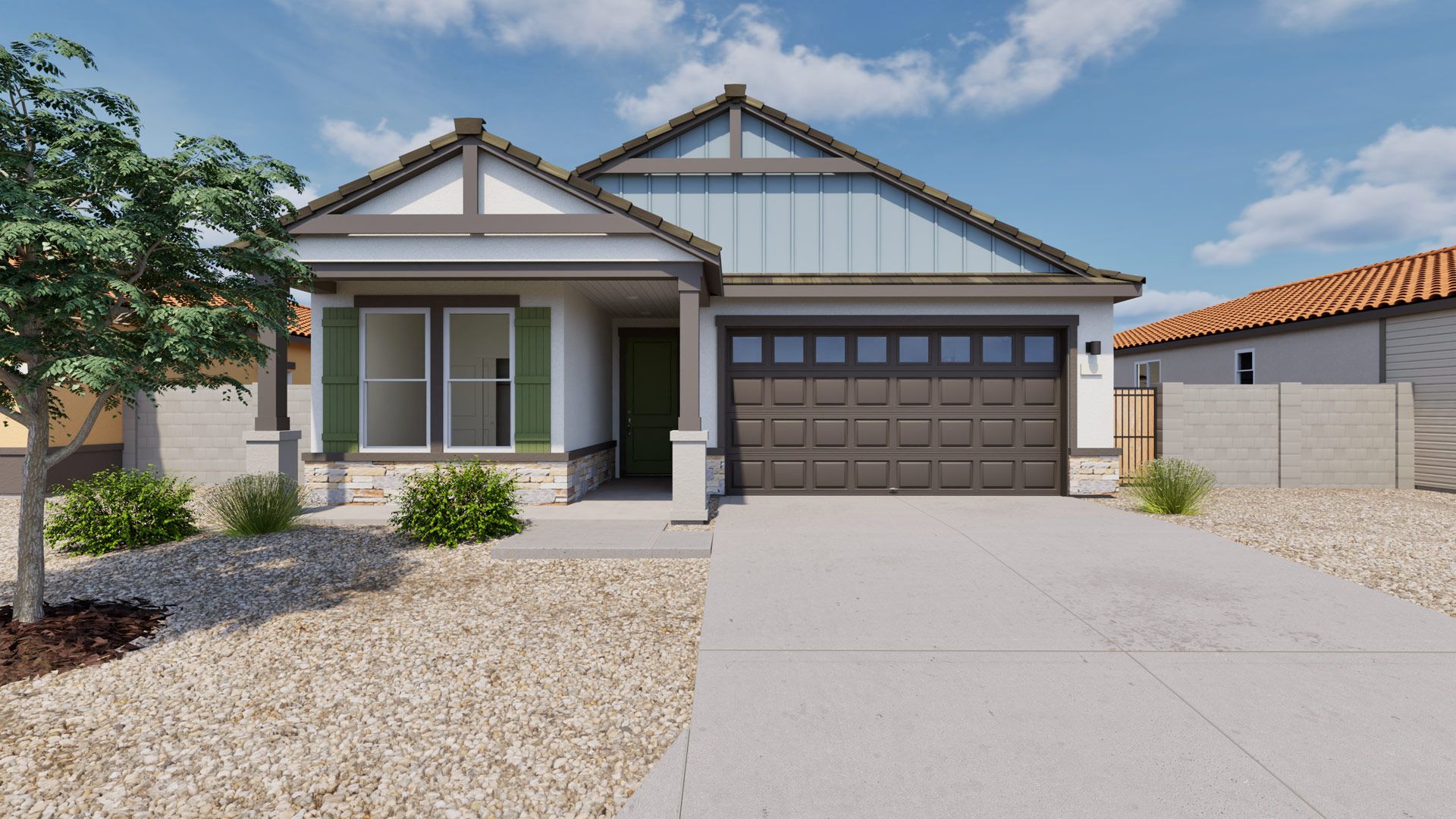 This a rendering of the Sagebrush Elevation D. Options and colors may vary.