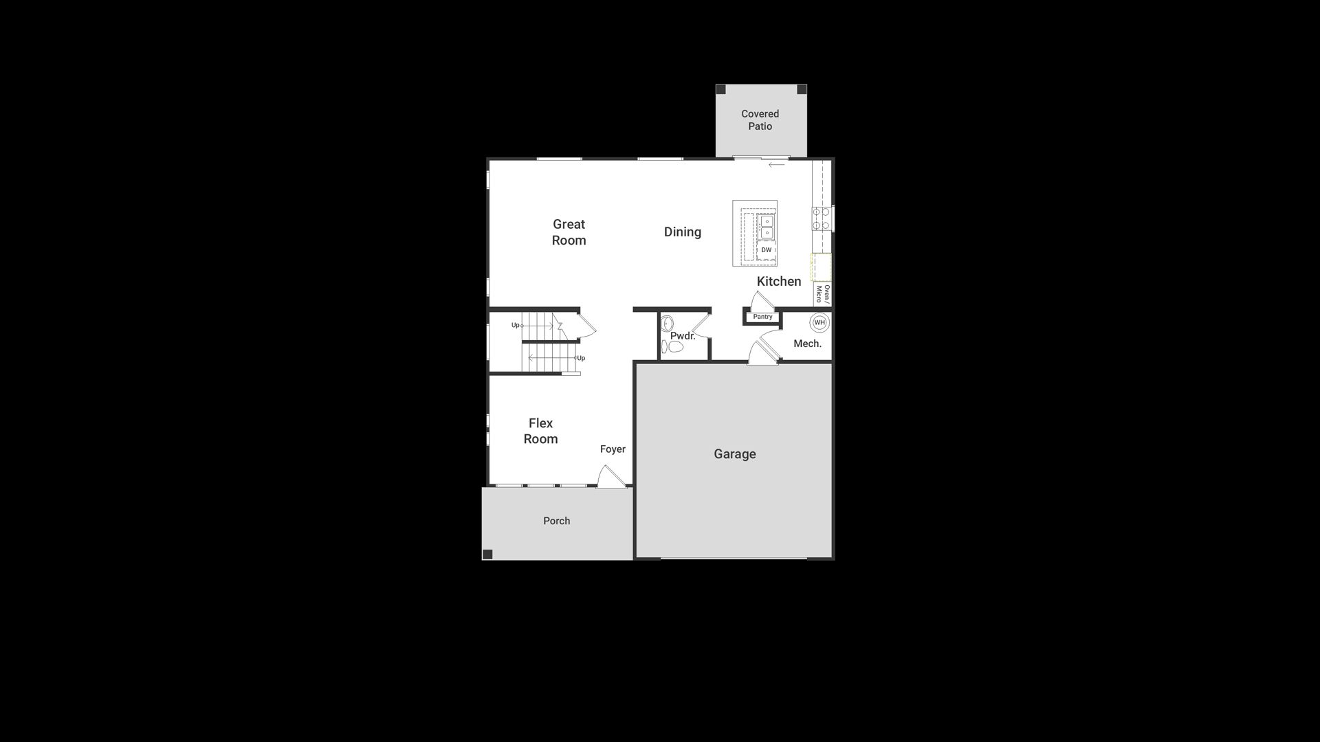 A view of the first-floor layout of the Dusk Floorplan