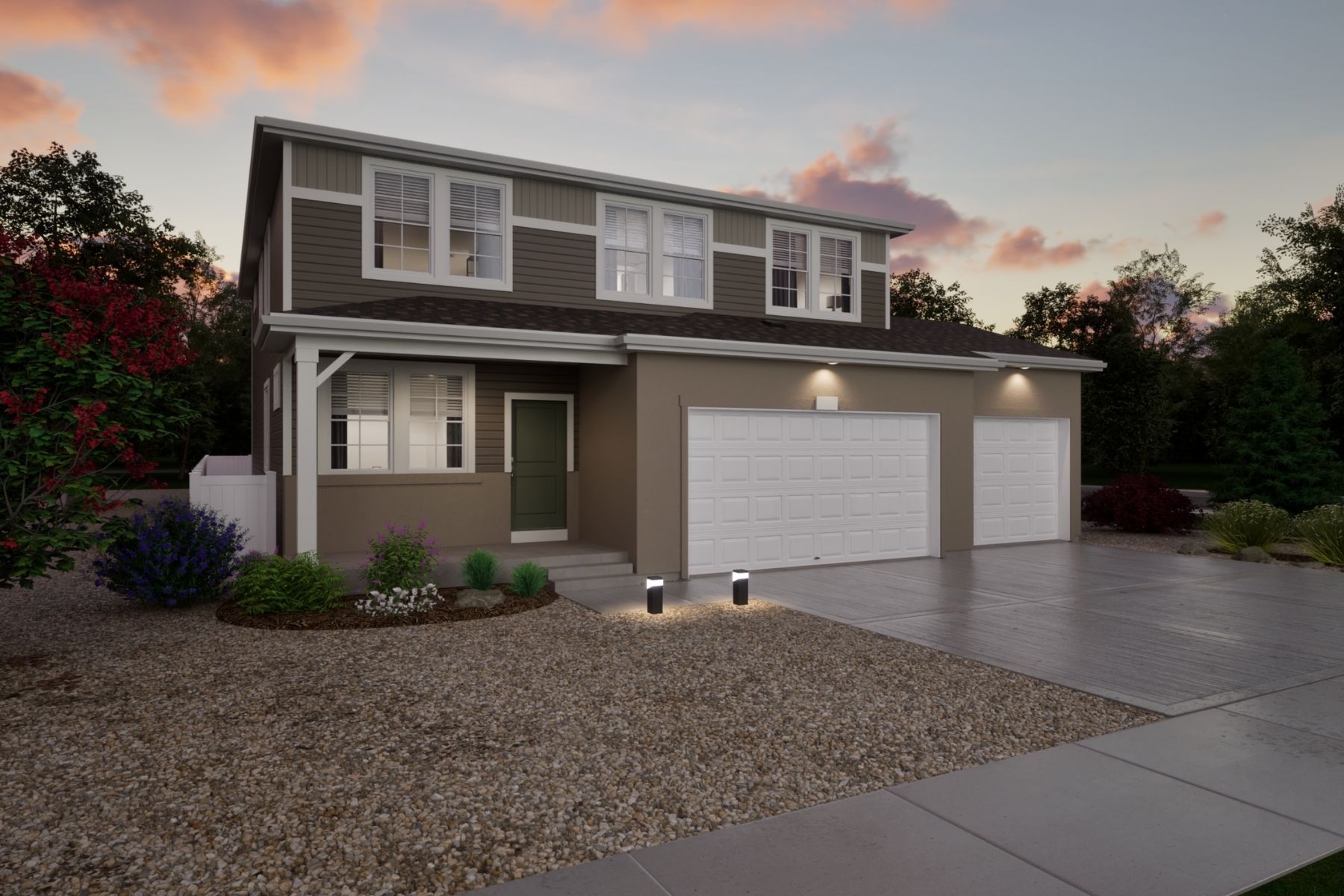 Rendering of Wonder TRR Elev F color scheme CS3 twilight