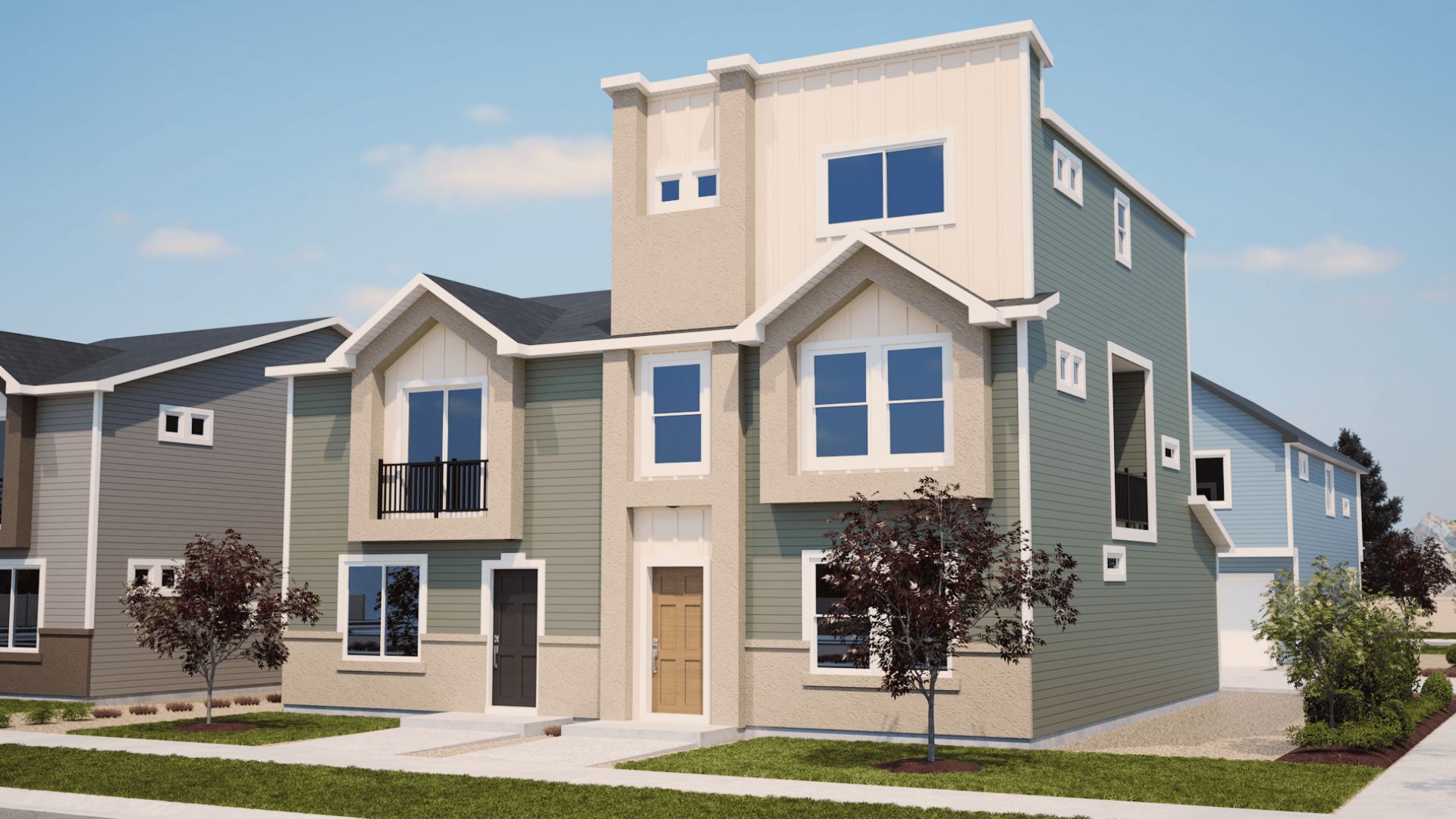 9950-BT7-Right. Rise floorplan is pictured on the right side of the building.