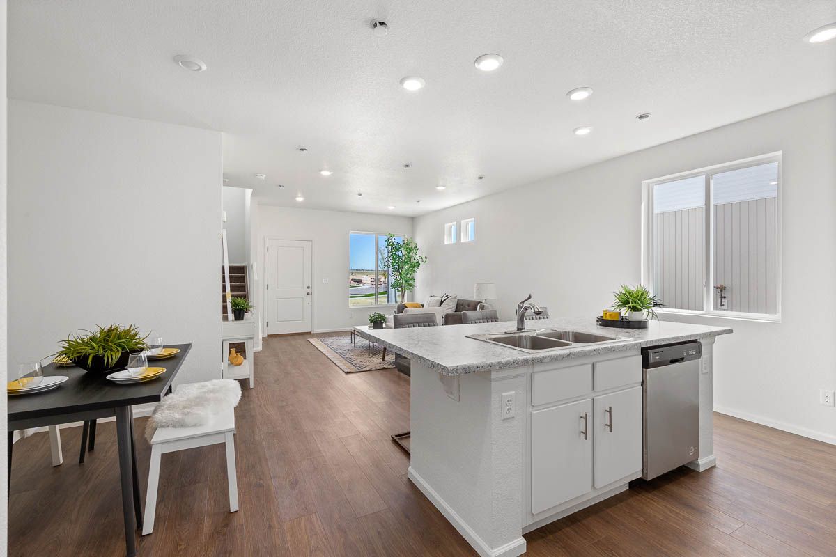 The eat-in kitchen island.