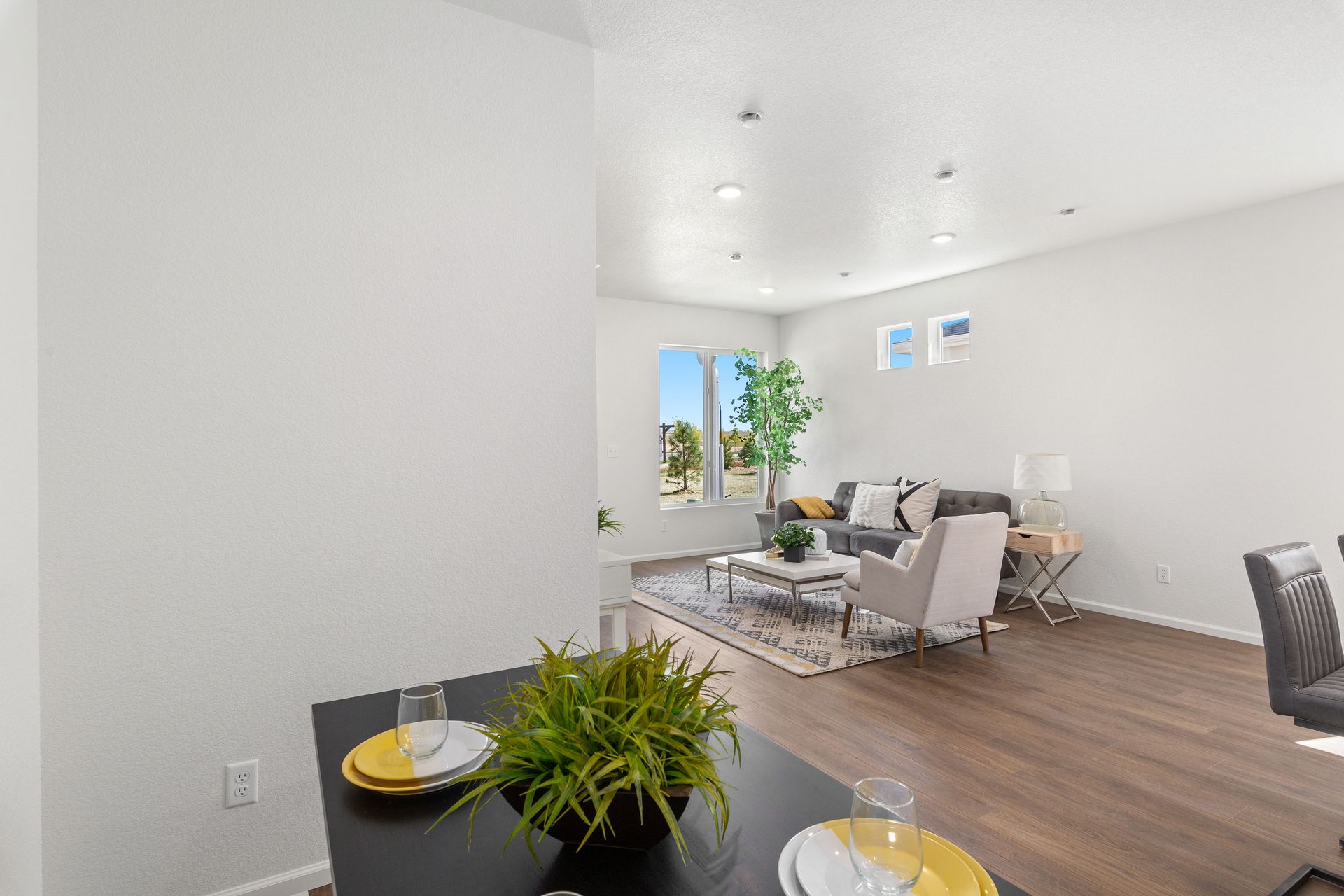 A view of the great room area from the dining nook