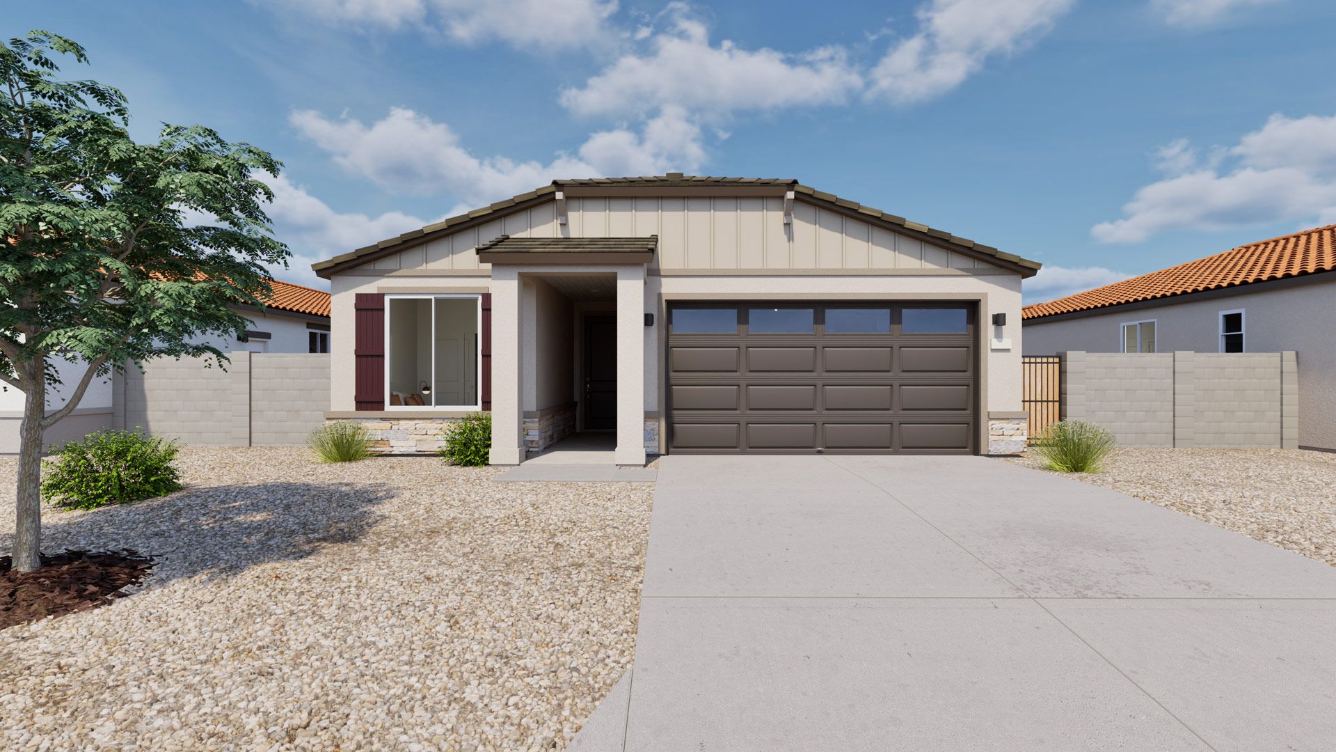 This is our Yarrow Floorplan, elevation A, color 2 with stone.