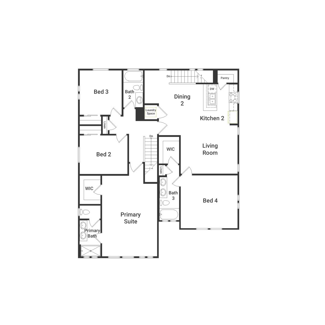 This is a view of the second-floor layout of the Lunar Floorplan