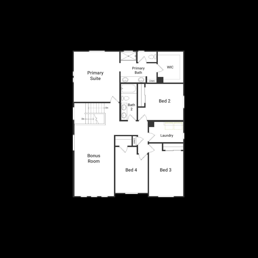 This is a view of the second-floor layout of the Wonder Floorplan