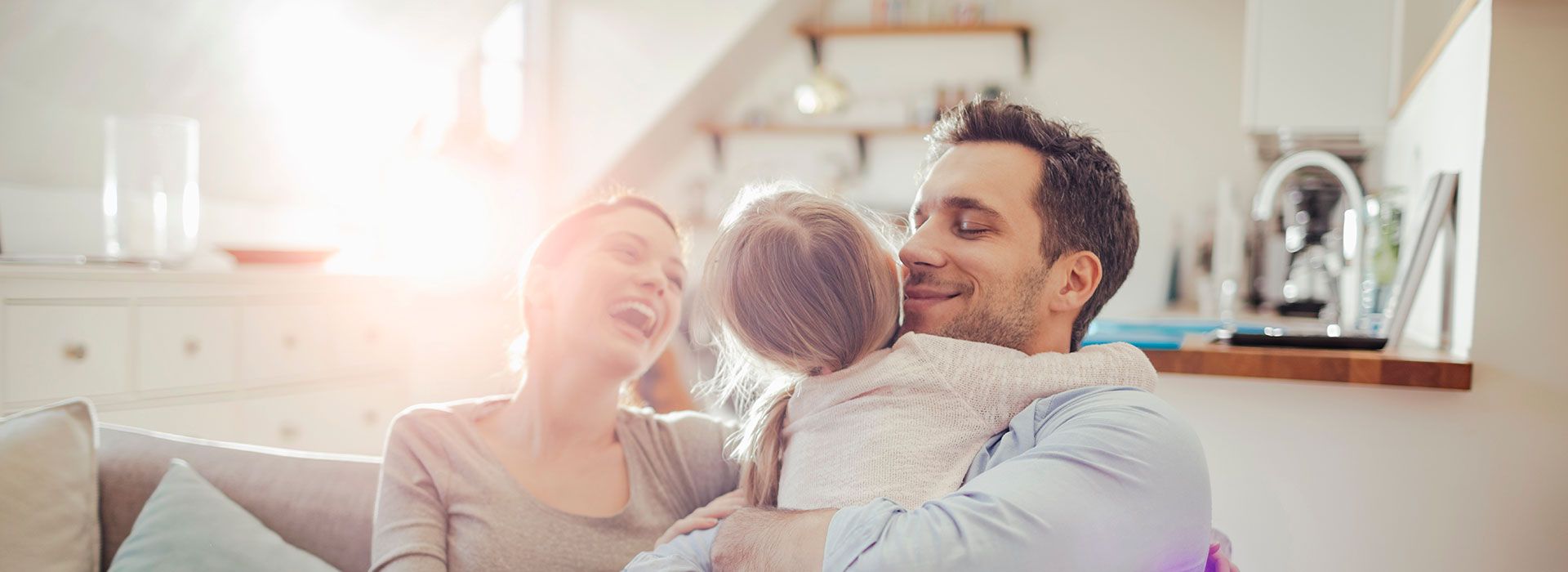 Family connecting on the couch