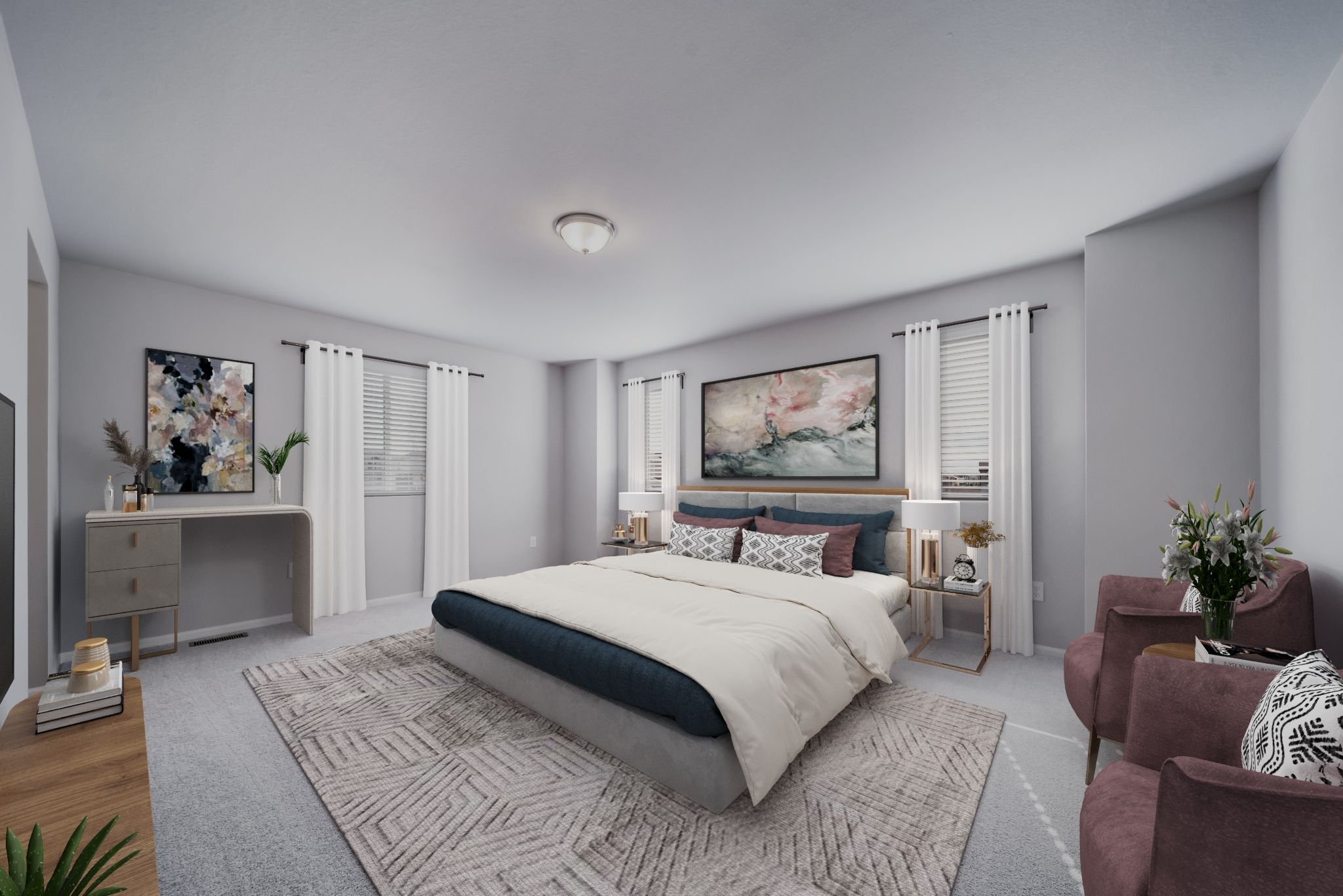 Primary Bedroom staged