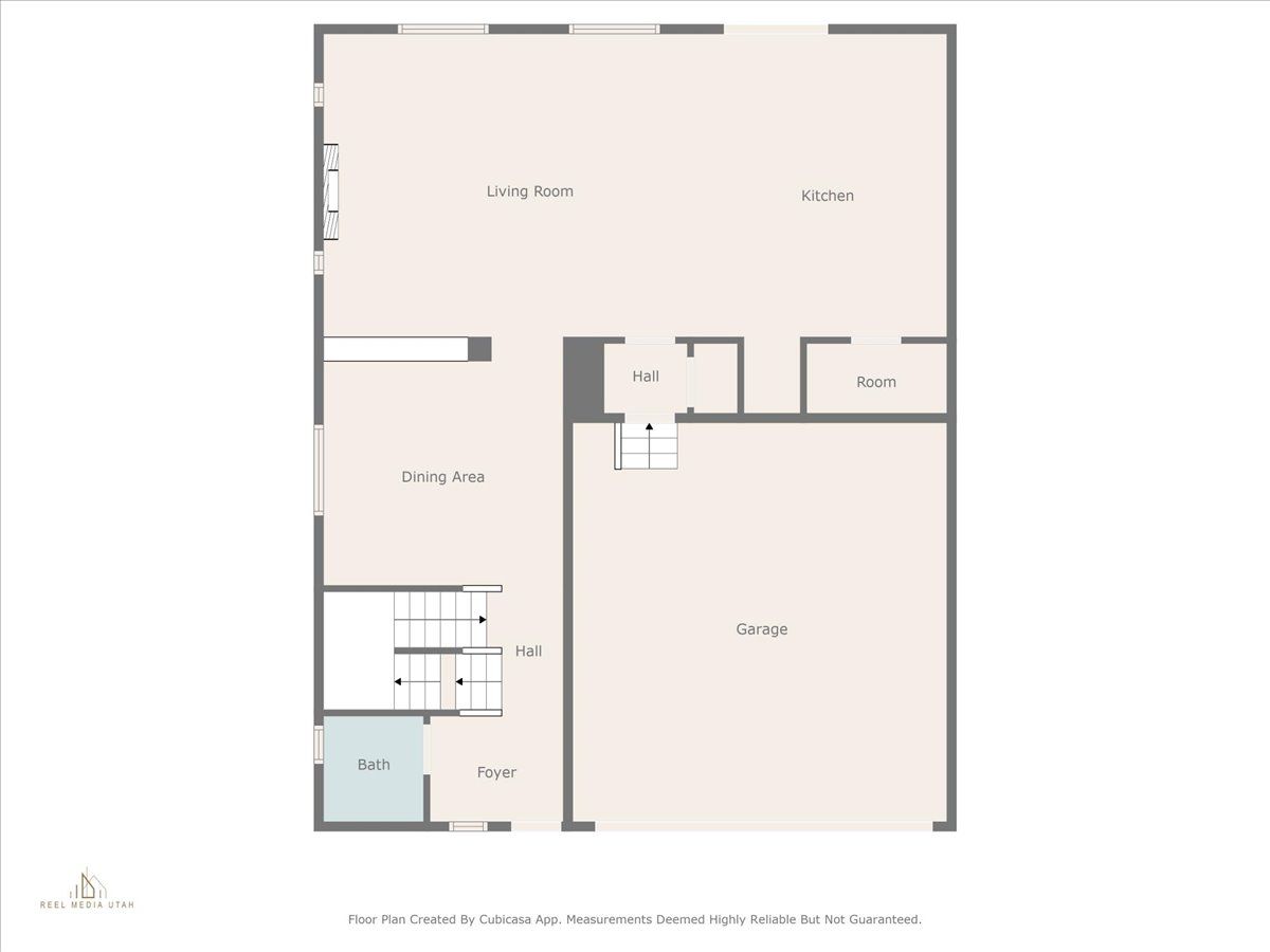 A view of the first floor and garage area