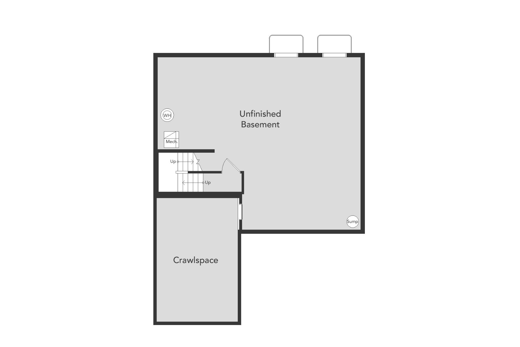 Wonder rendering of floorplan unfinished basement