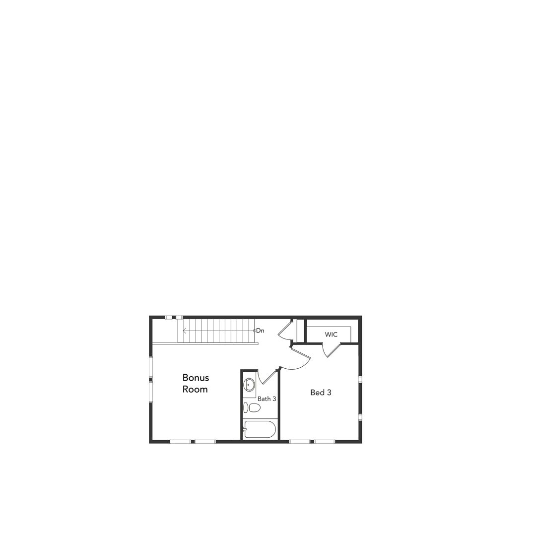 A layout of the Primrose second floor with bedroom floorplan