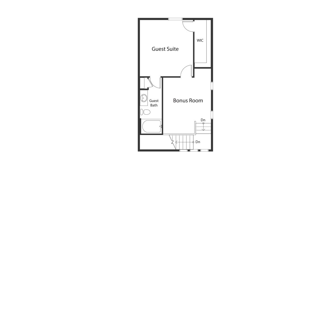 A layout of the Marigold second floor with bedroom floorplan