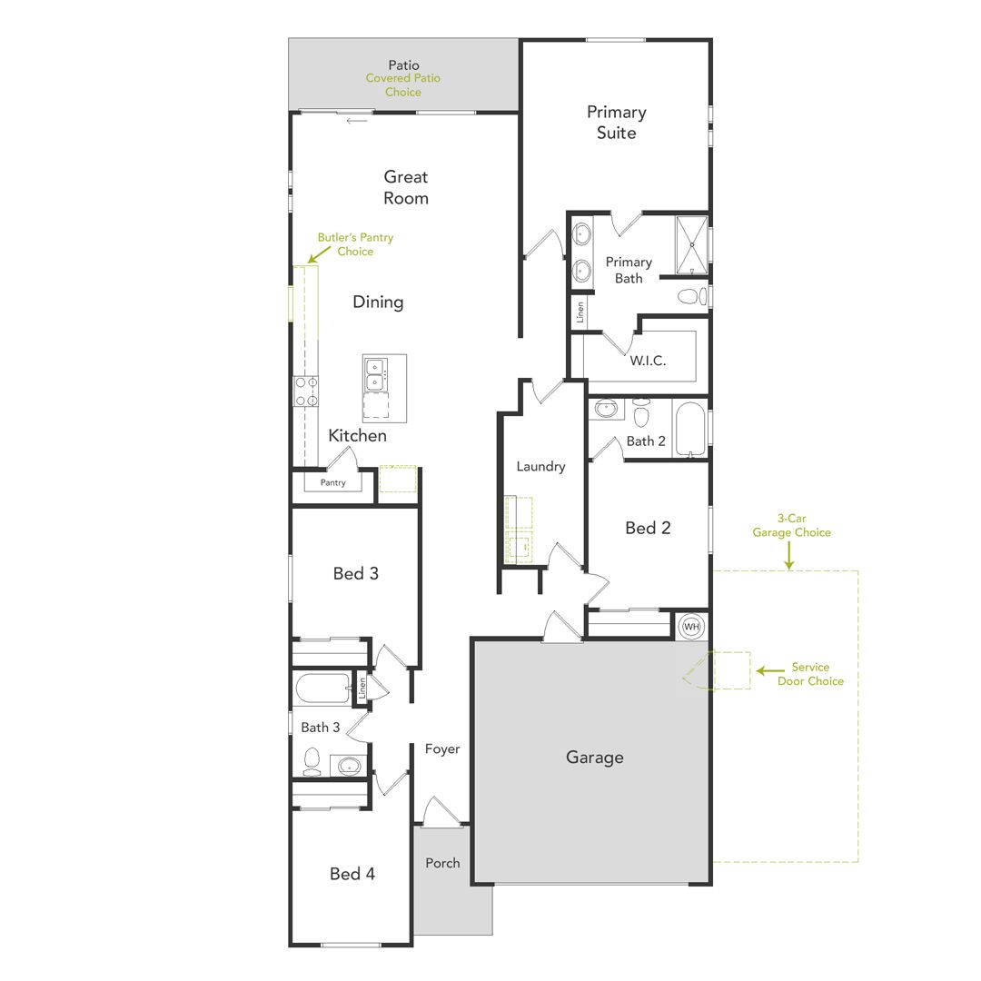 This is the Oleander Floorplan. Options and upgrades may vary.