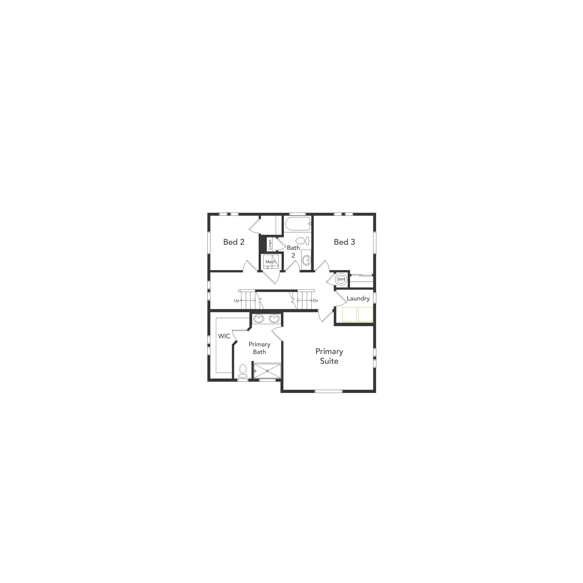 Rendering of Suffolk floorplan, 2nd floor