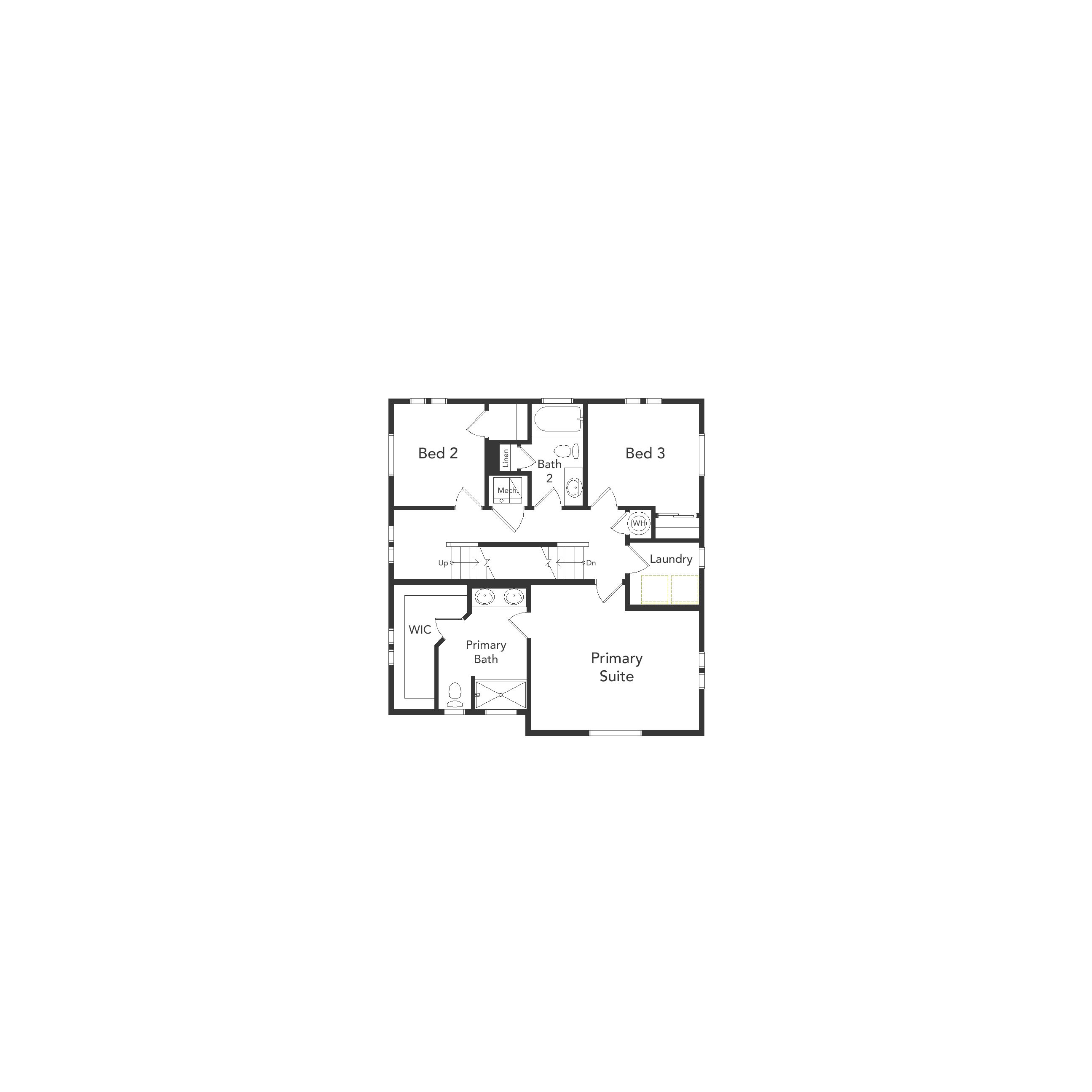 Rendering of Suffolk floorplan, 2nd floor