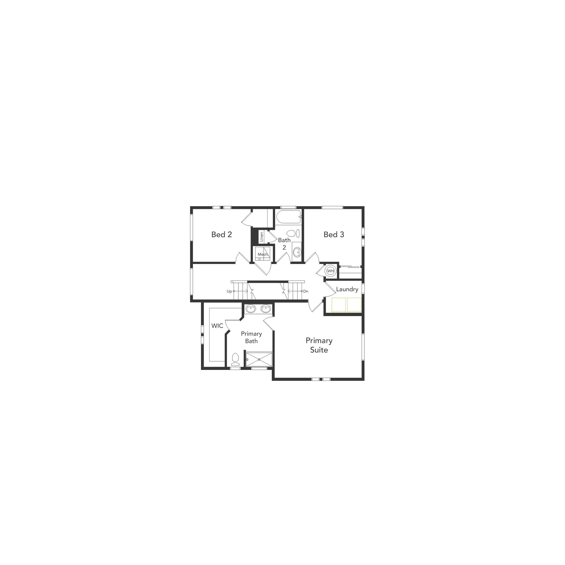 Rendering of Frieberger floorplan, 2nd floor
