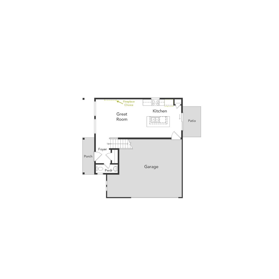 A view of the first floor and garage area in the Friesian