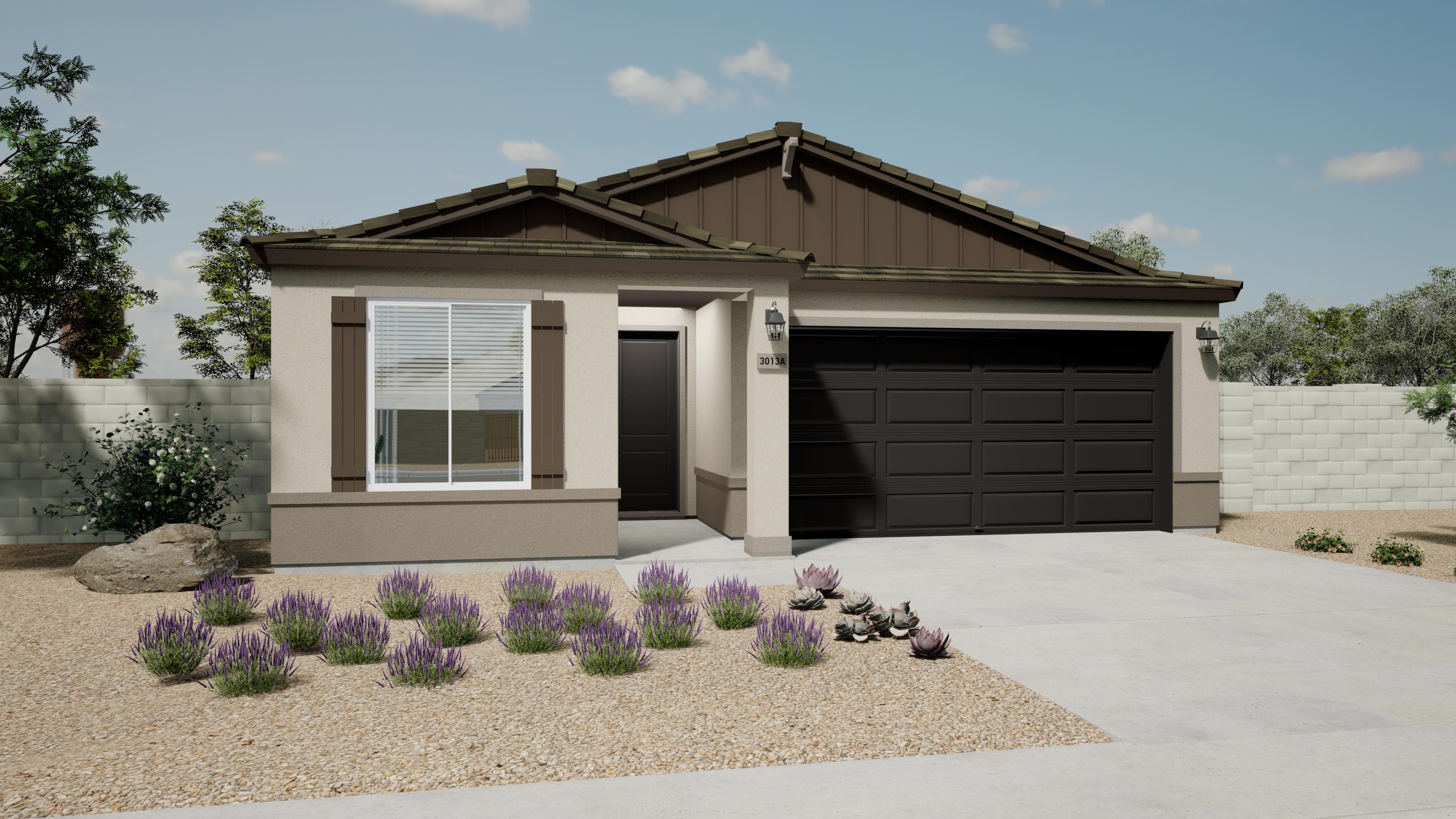 This is a rendering of the Sagebrush Home. Options and colors may vary.