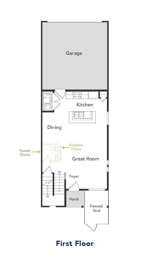 A view of the first floor and garage area