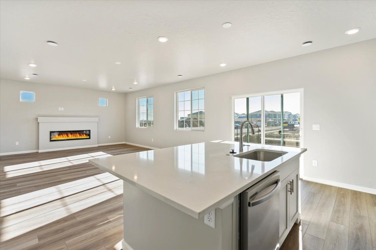 A view of the Great Room from the Kitchen Island