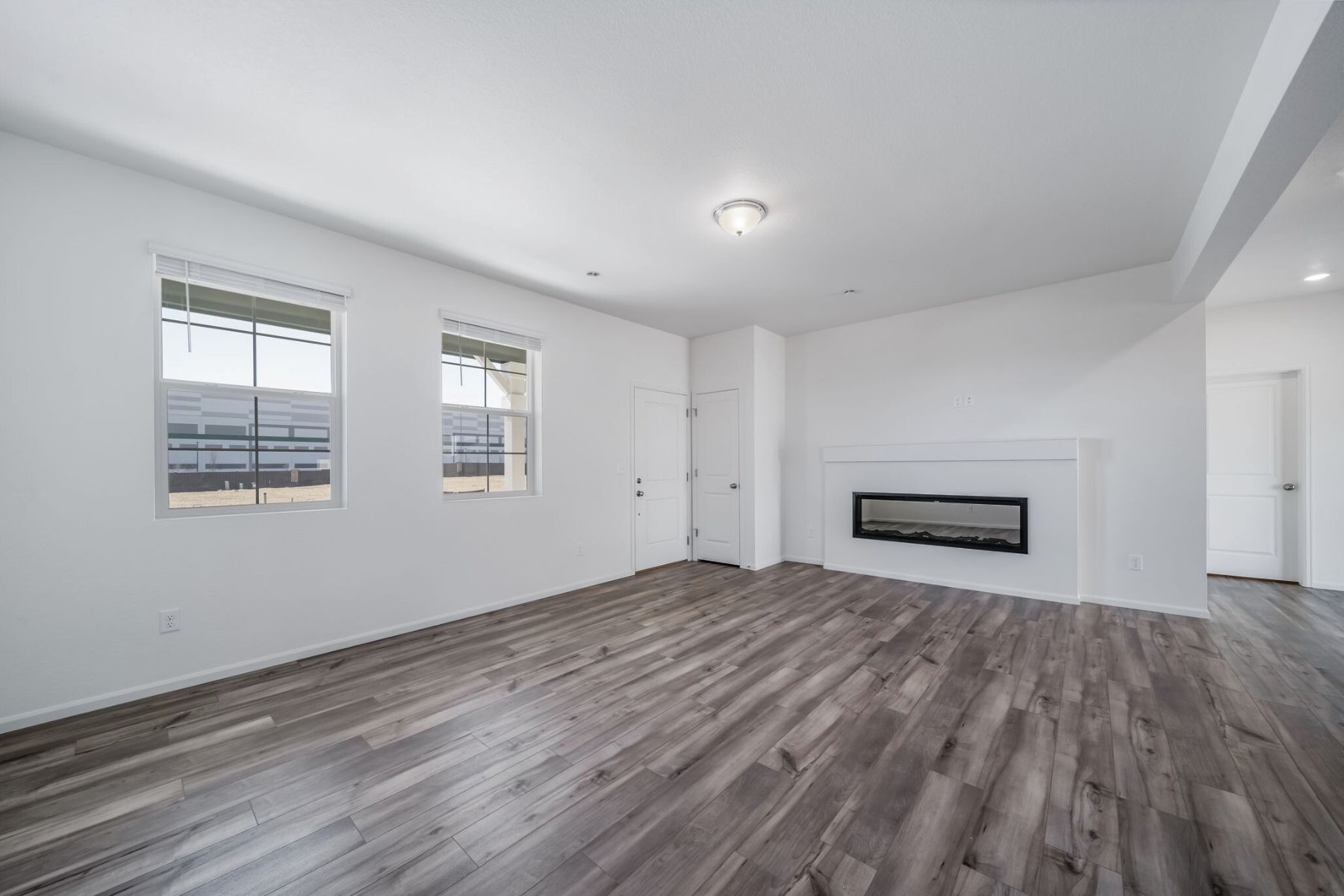 Selma great room with fireplace