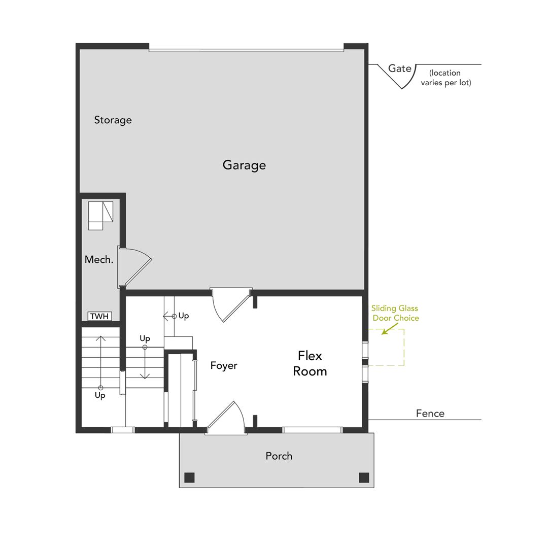 A view of the first floor and garage area of the Albright