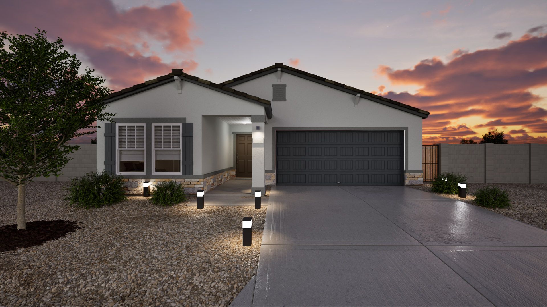 This is a rendering of the Saguaro Elevation B. Options and colors may vary.