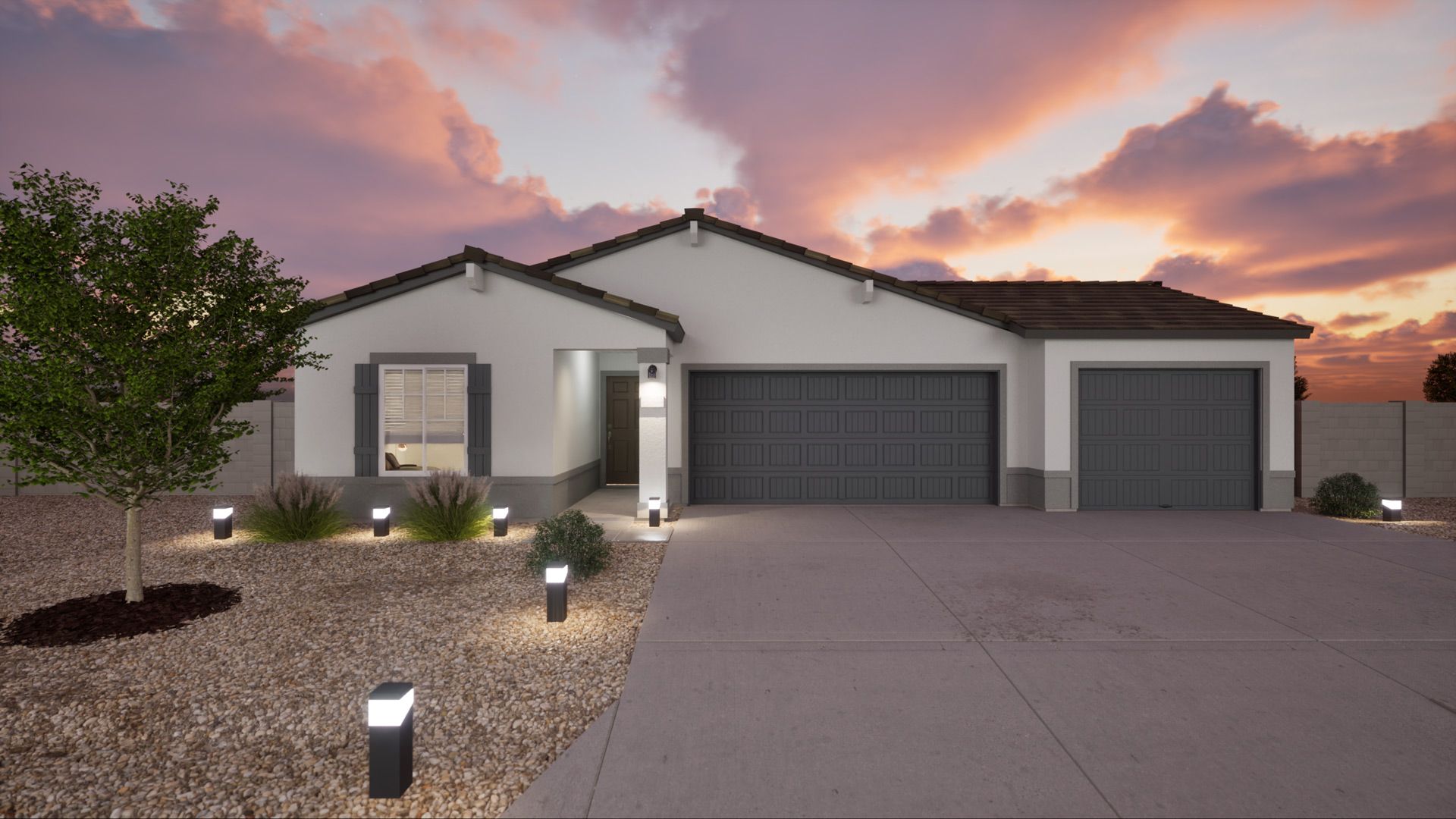 This is a rendering of our Dahlia Elevation B. Options and colors may vary.