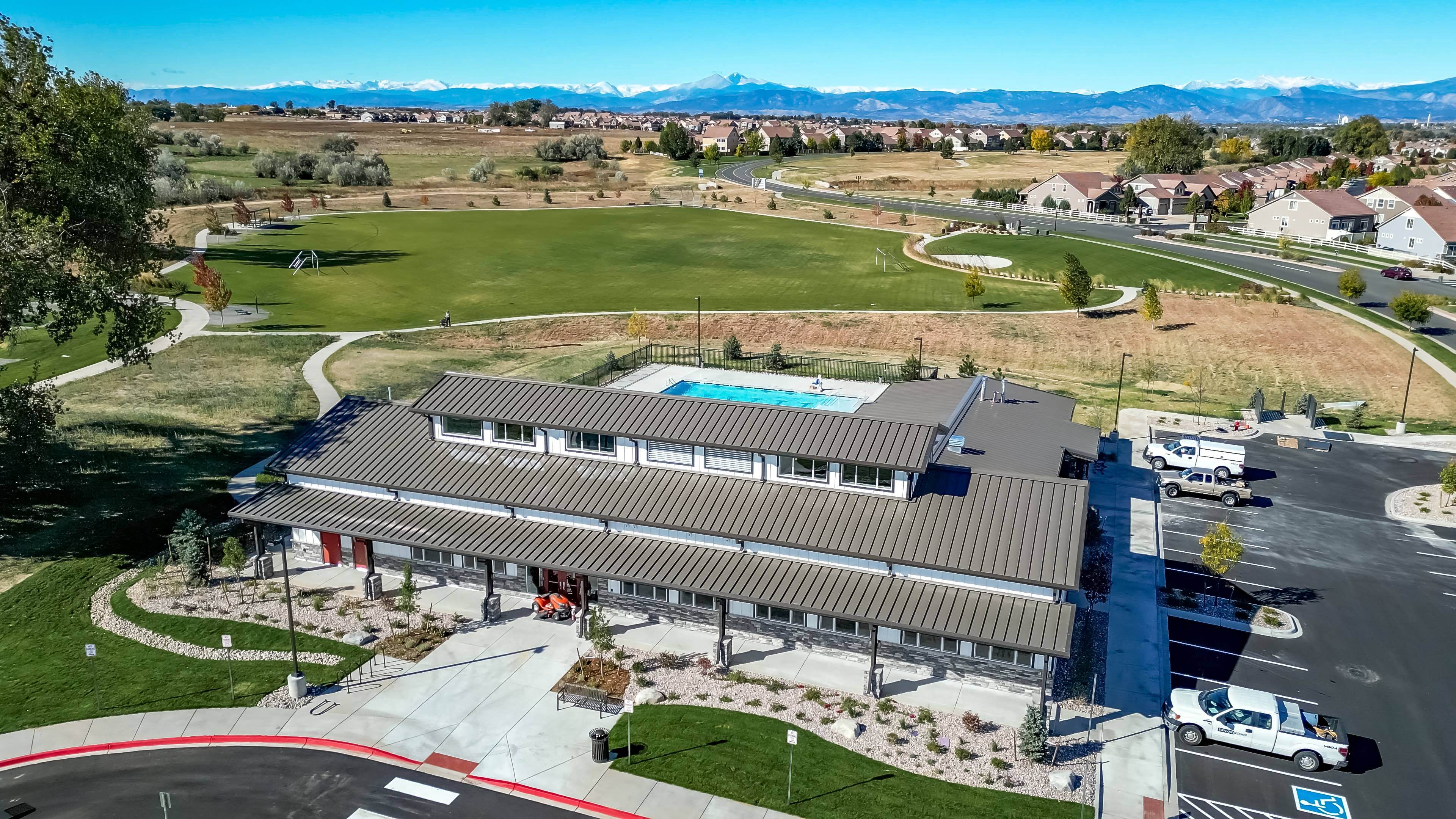 Aerial view of community clubhouse