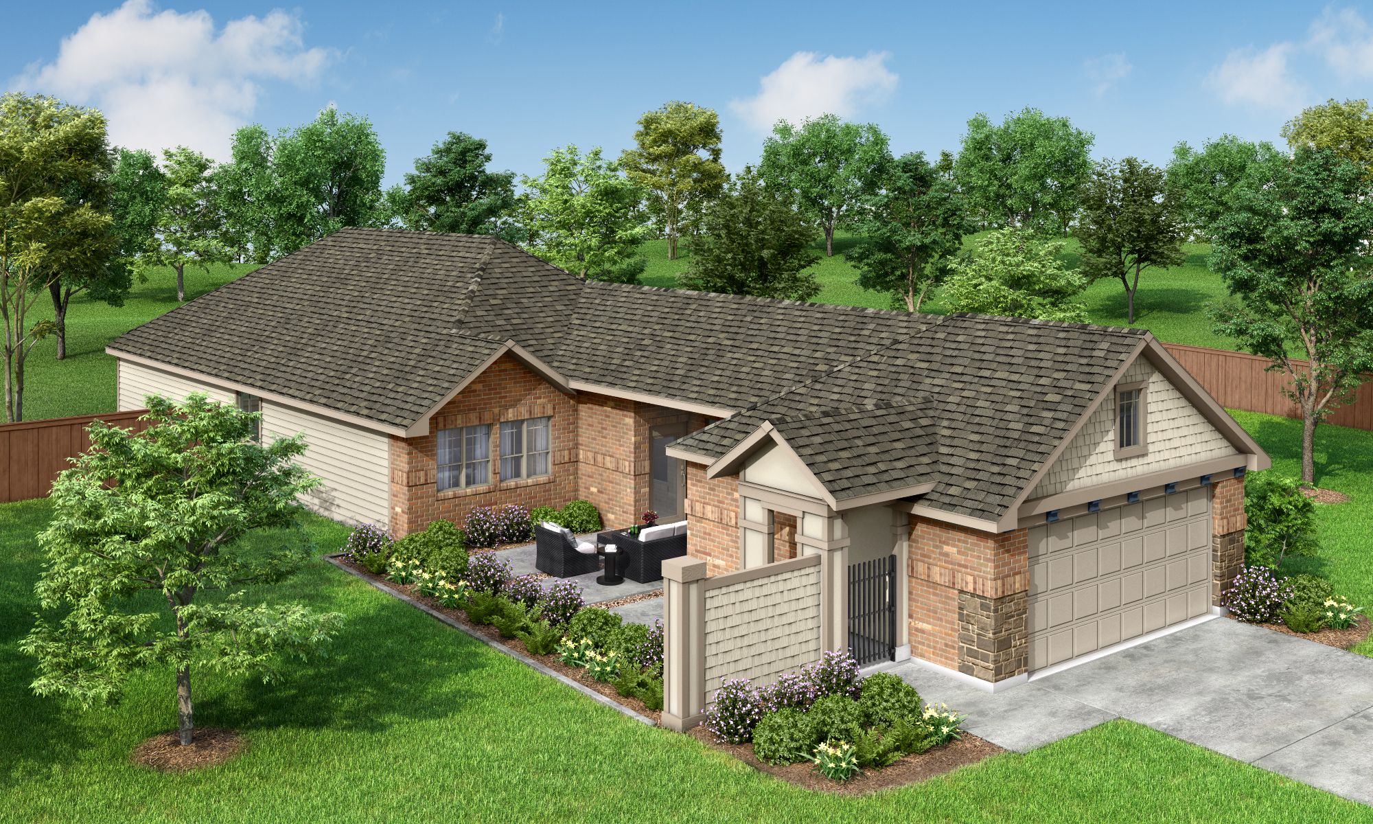 Harwood Elevation B - Siding Wing Wall