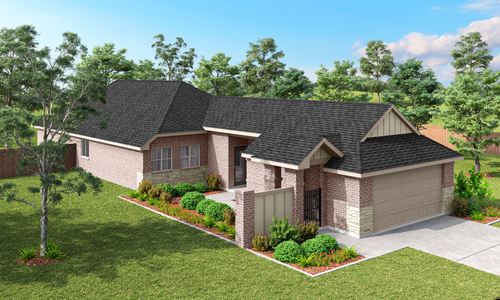 Harwood Elevation A - Brick Wing Wall
