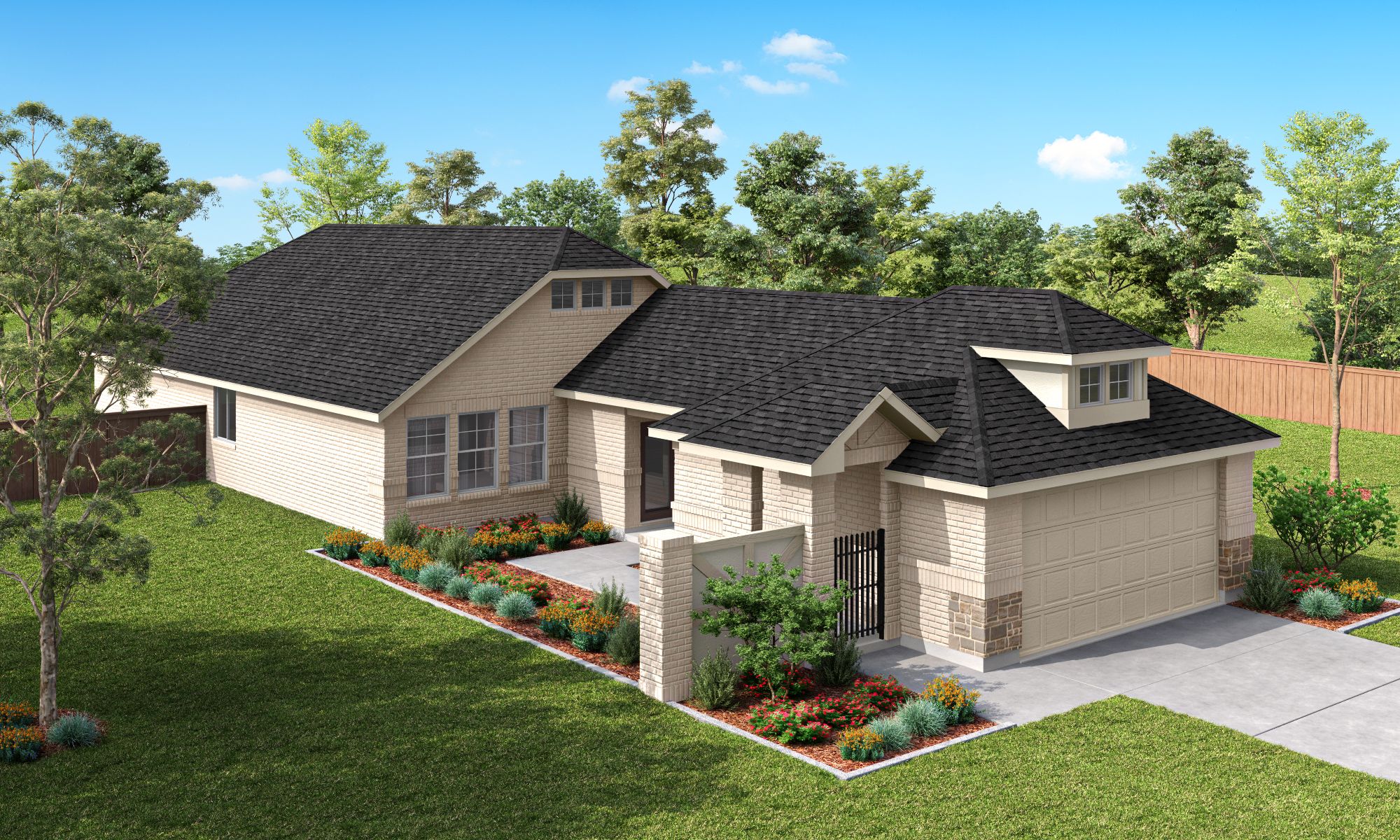 Harwood Elevation F - Brick Wing Wall