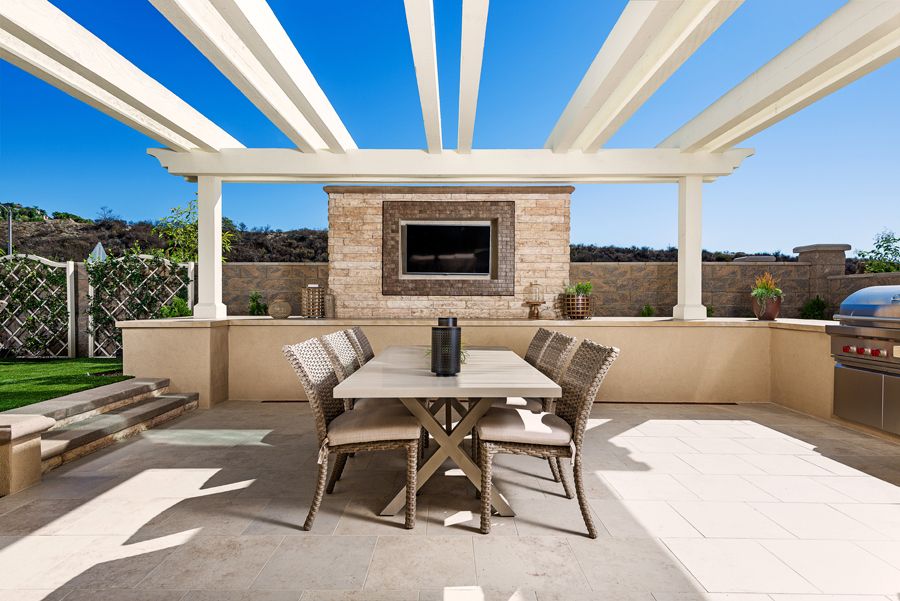 Upgraded hardscape in backyard